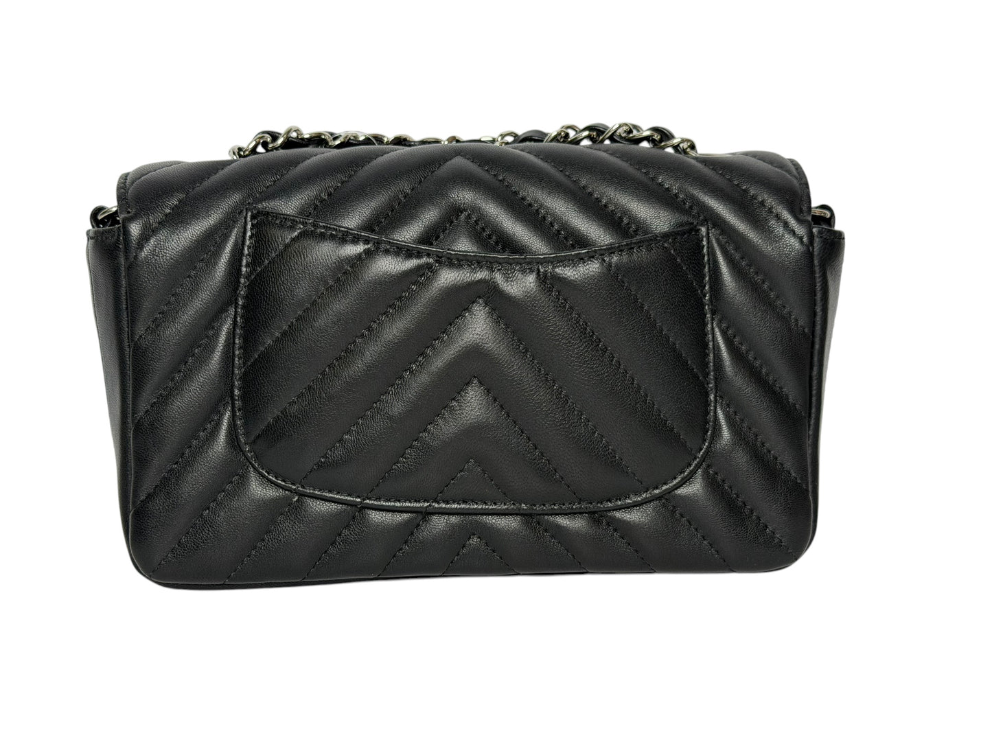 Chanel Black Chevron Mini SHW T8309