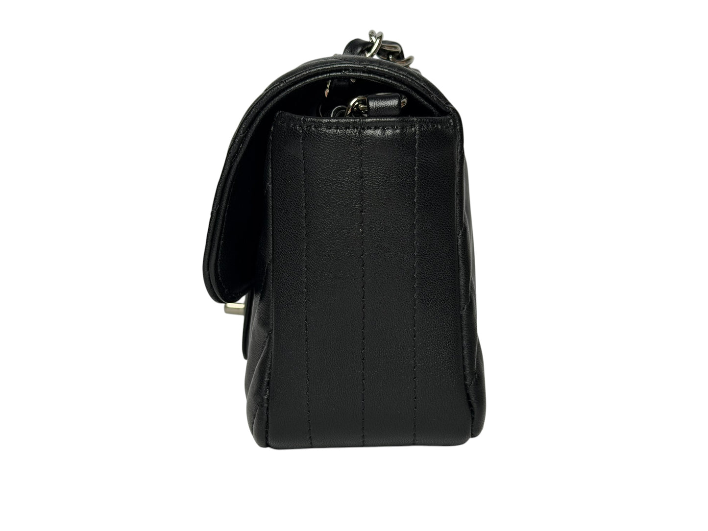 Chanel Black Chevron Mini SHW T8309