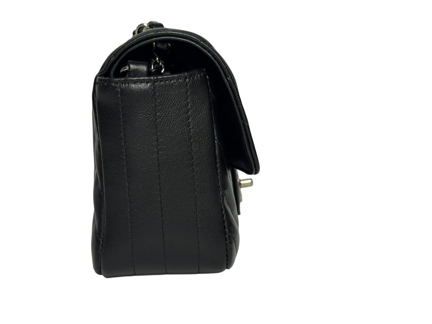 Chanel Black Chevron Mini SHW T8309