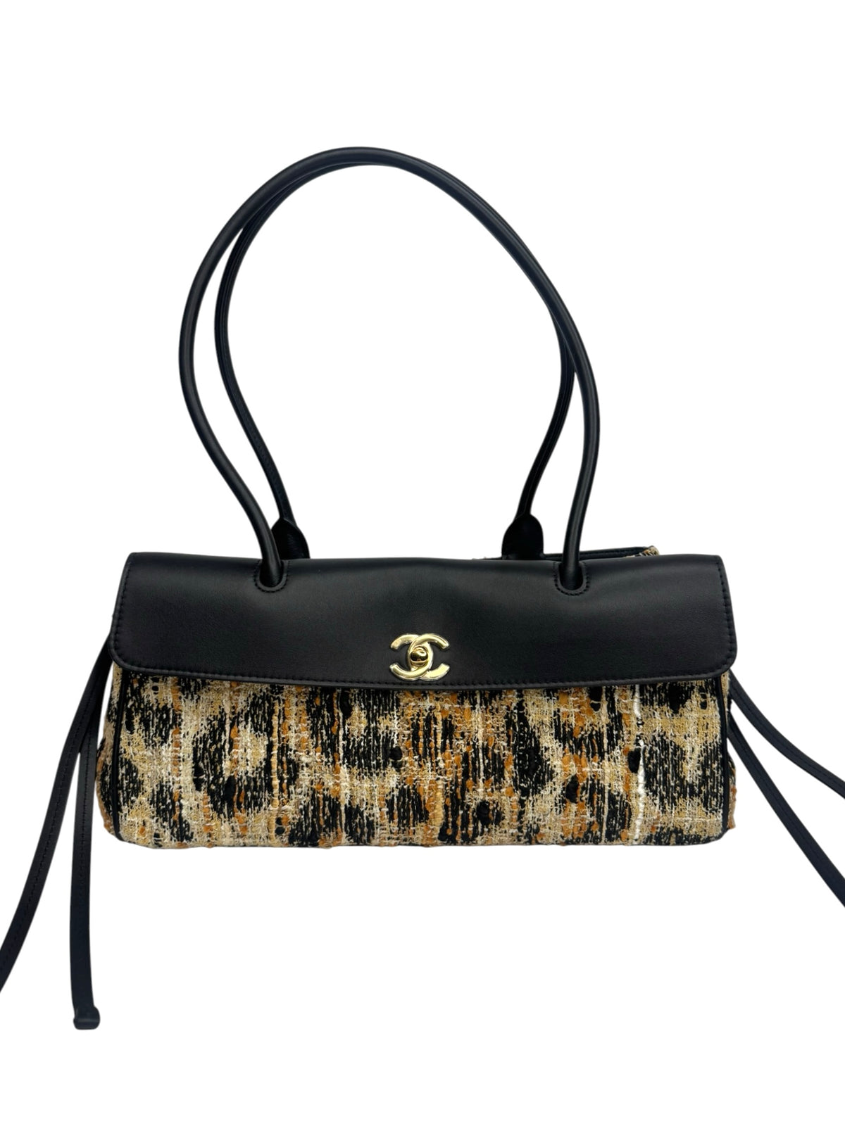 Chanel Calfskin Tweed Leopard Print Urban Essentials Small Shopping Bag T9380