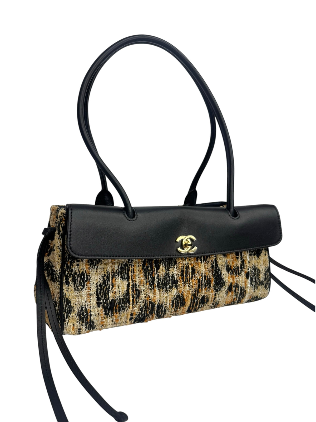 Chanel Calfskin Tweed Leopard Print Urban Essentials Small Shopping Bag T9380