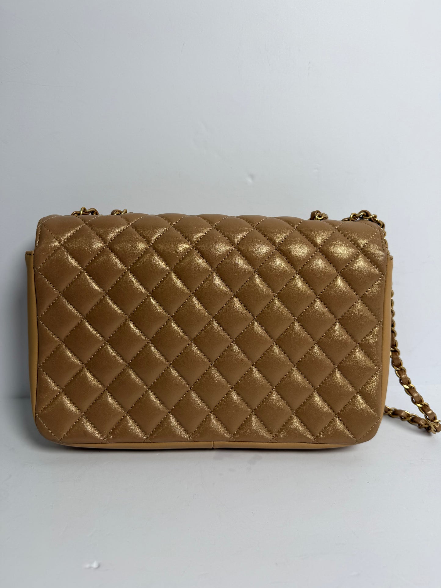 Chanel beige double fashion flap