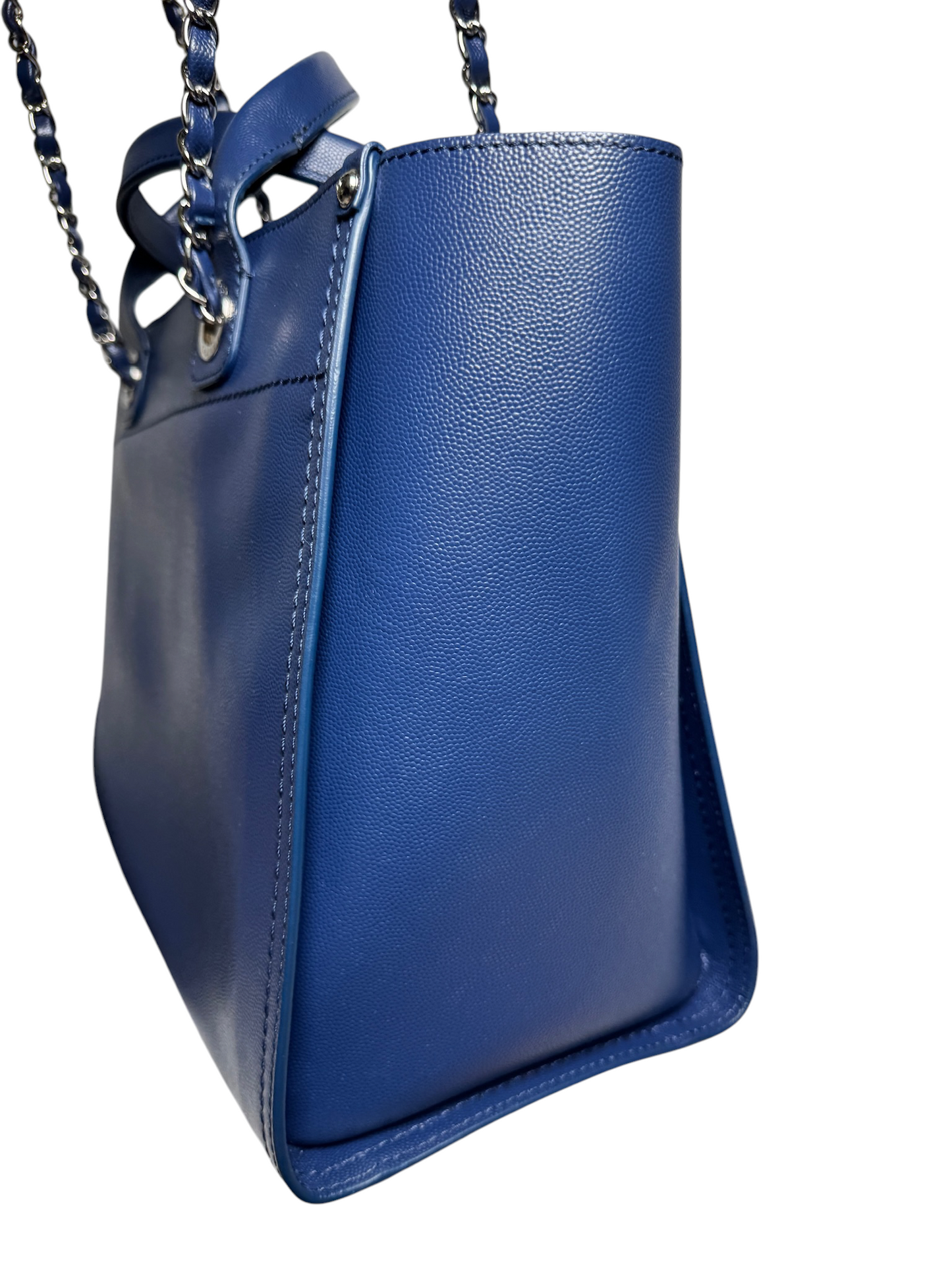 Chanel Medium Blue Caviar Studded Deauville Tote T8414