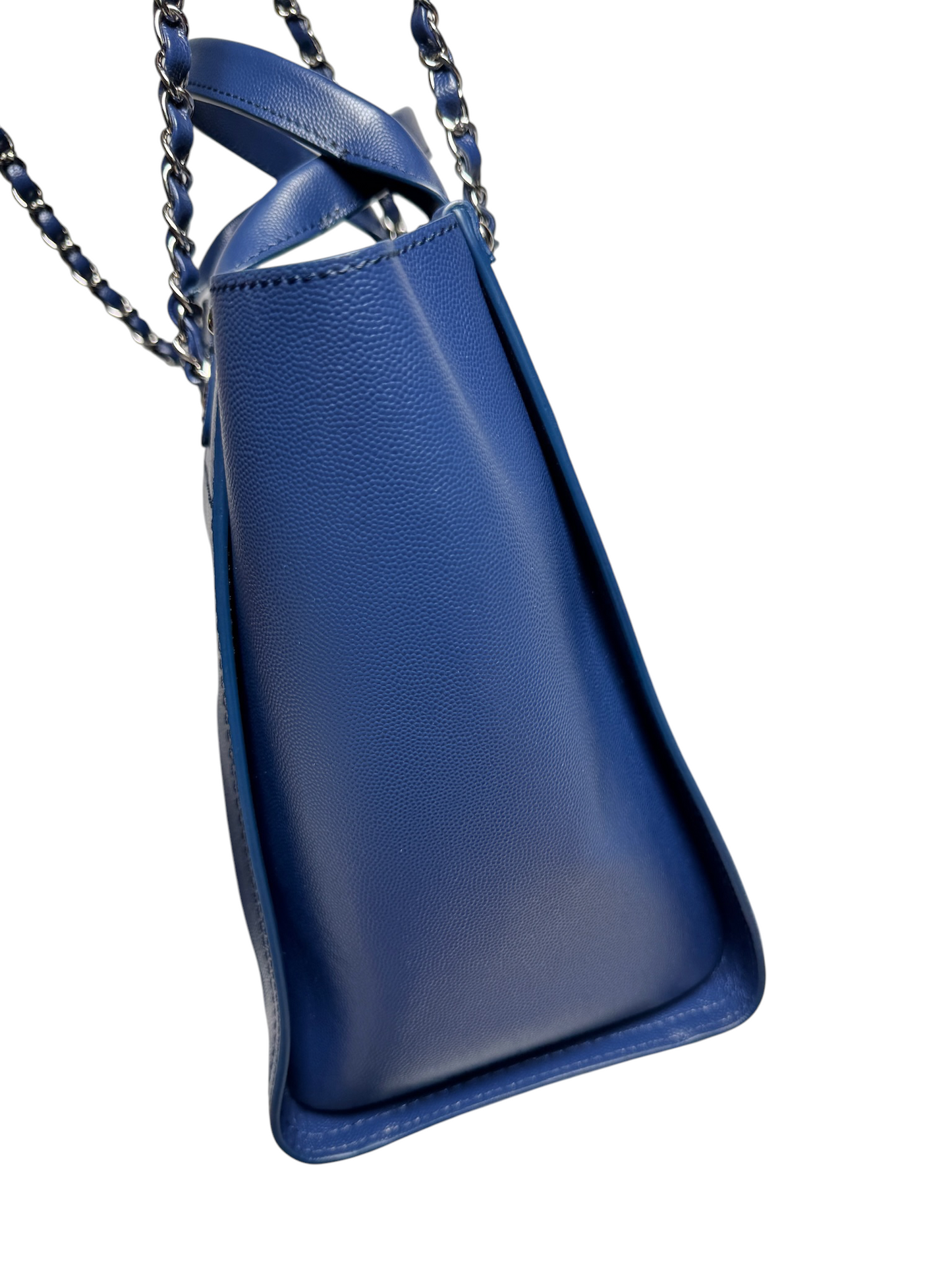 Chanel Medium Blue Caviar Studded Deauville Tote T8414