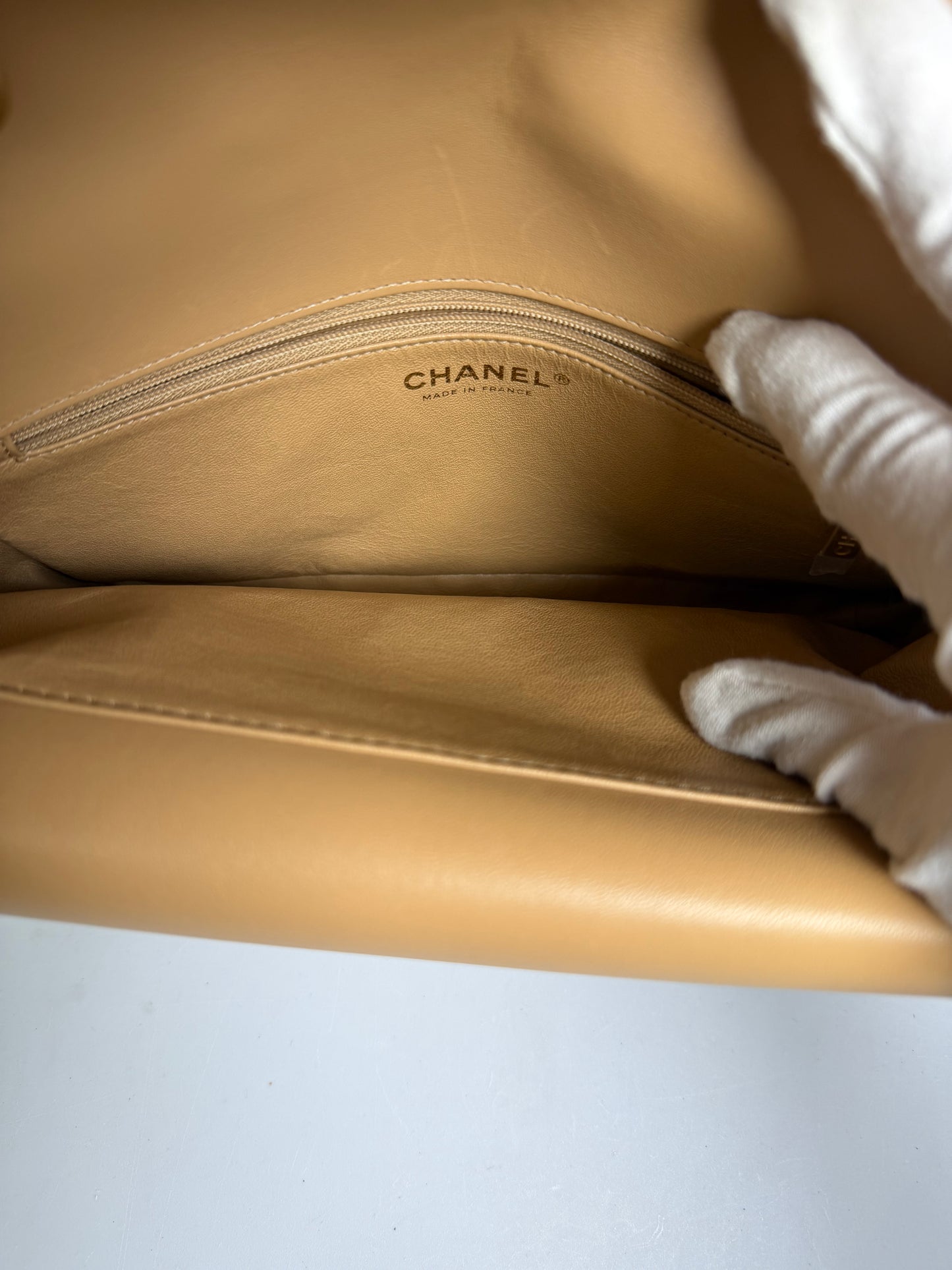 Chanel beige double fashion flap
