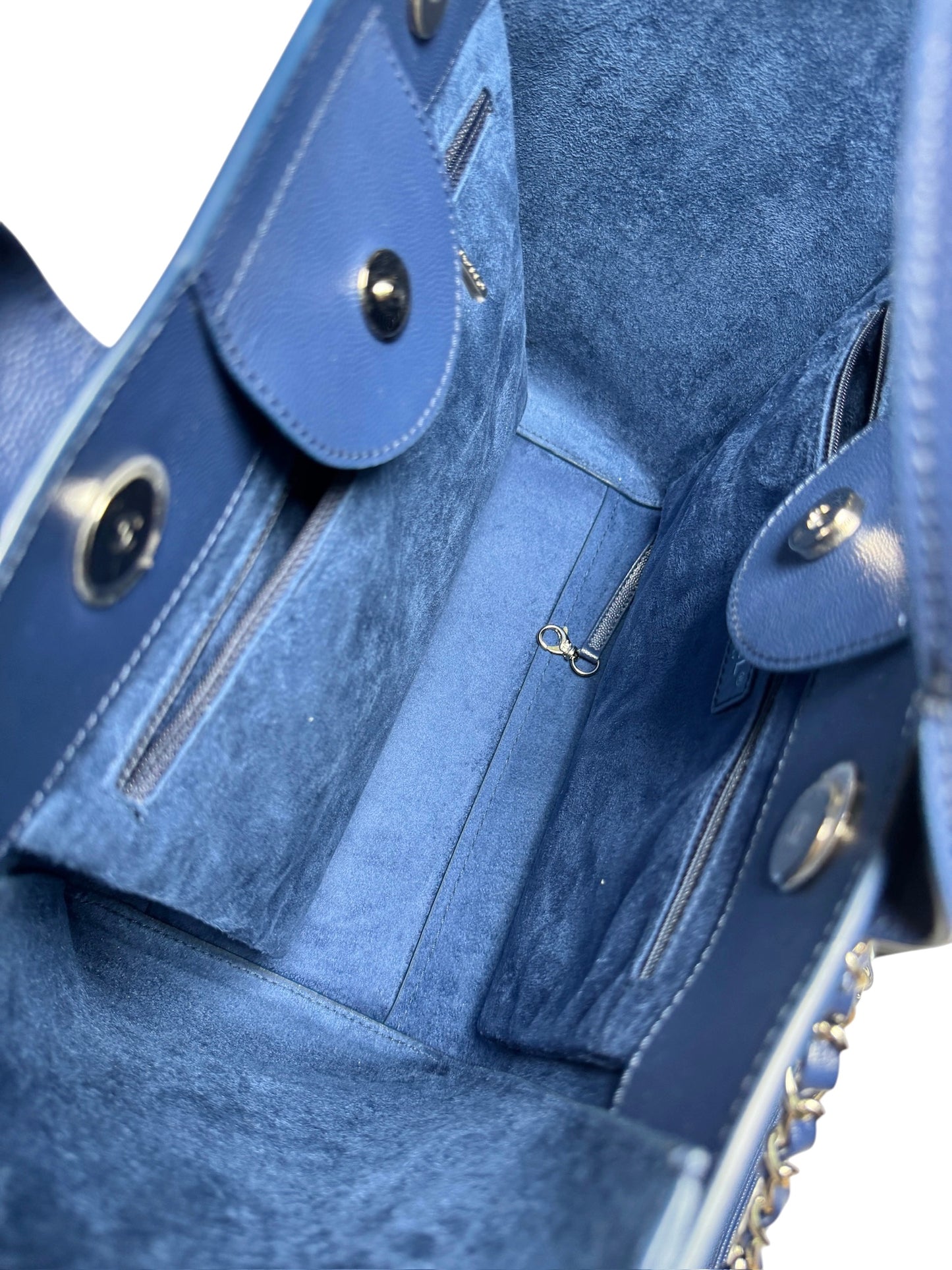 Chanel Medium Blue Caviar Studded Deauville Tote T8414