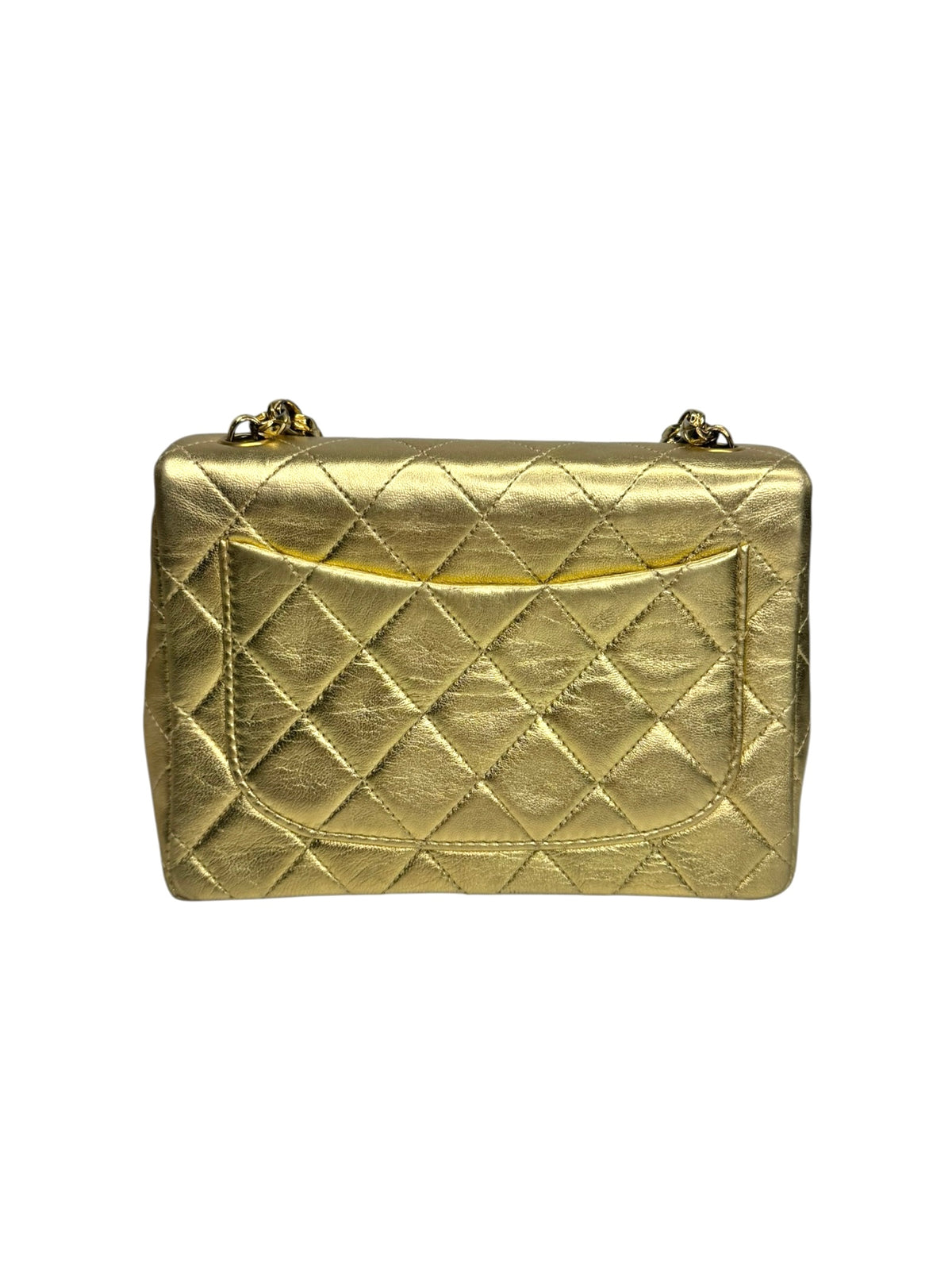 Chanel Vintage Gold Lambskin Square Mini Flap T9374
