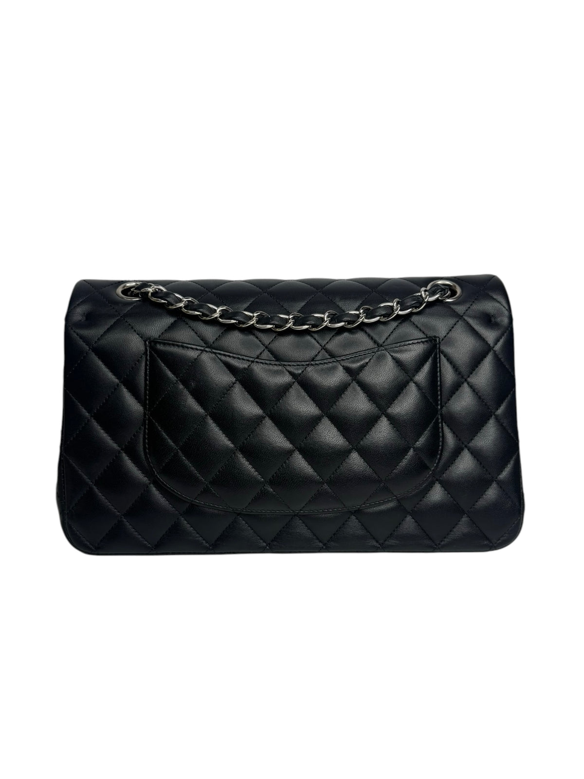 Chanel Black Lambskin Medium Double Flap SHW T9439