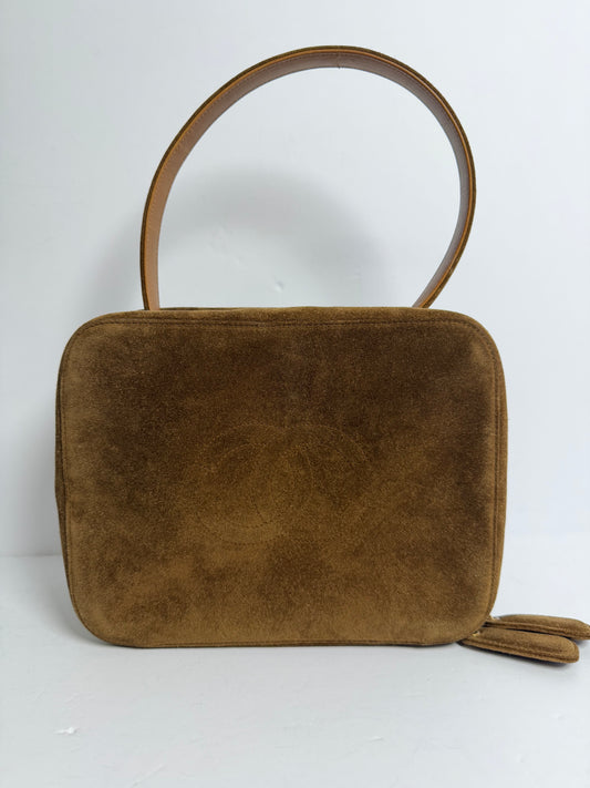 Chanel suede brown top handle