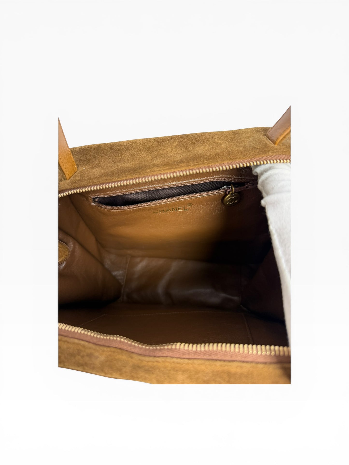 Chanel suede brown top handle