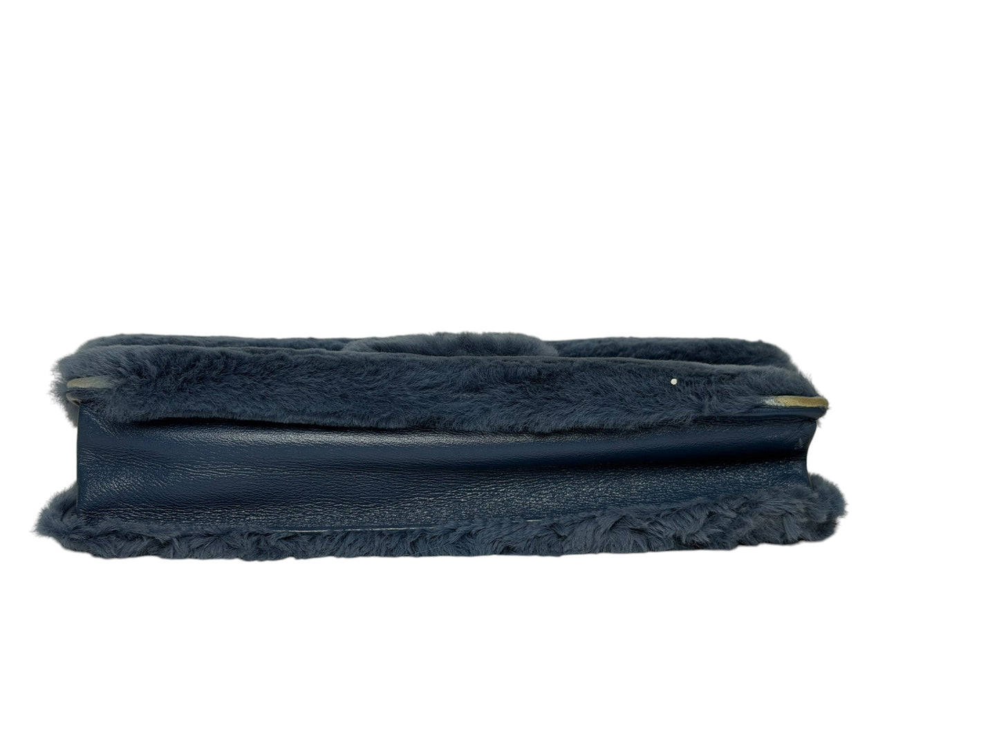 Chanel Blue Rabbit Fur Wallet On Chain T1011