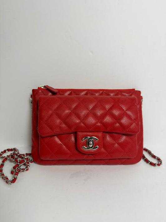 Chanel front flap crossbody red