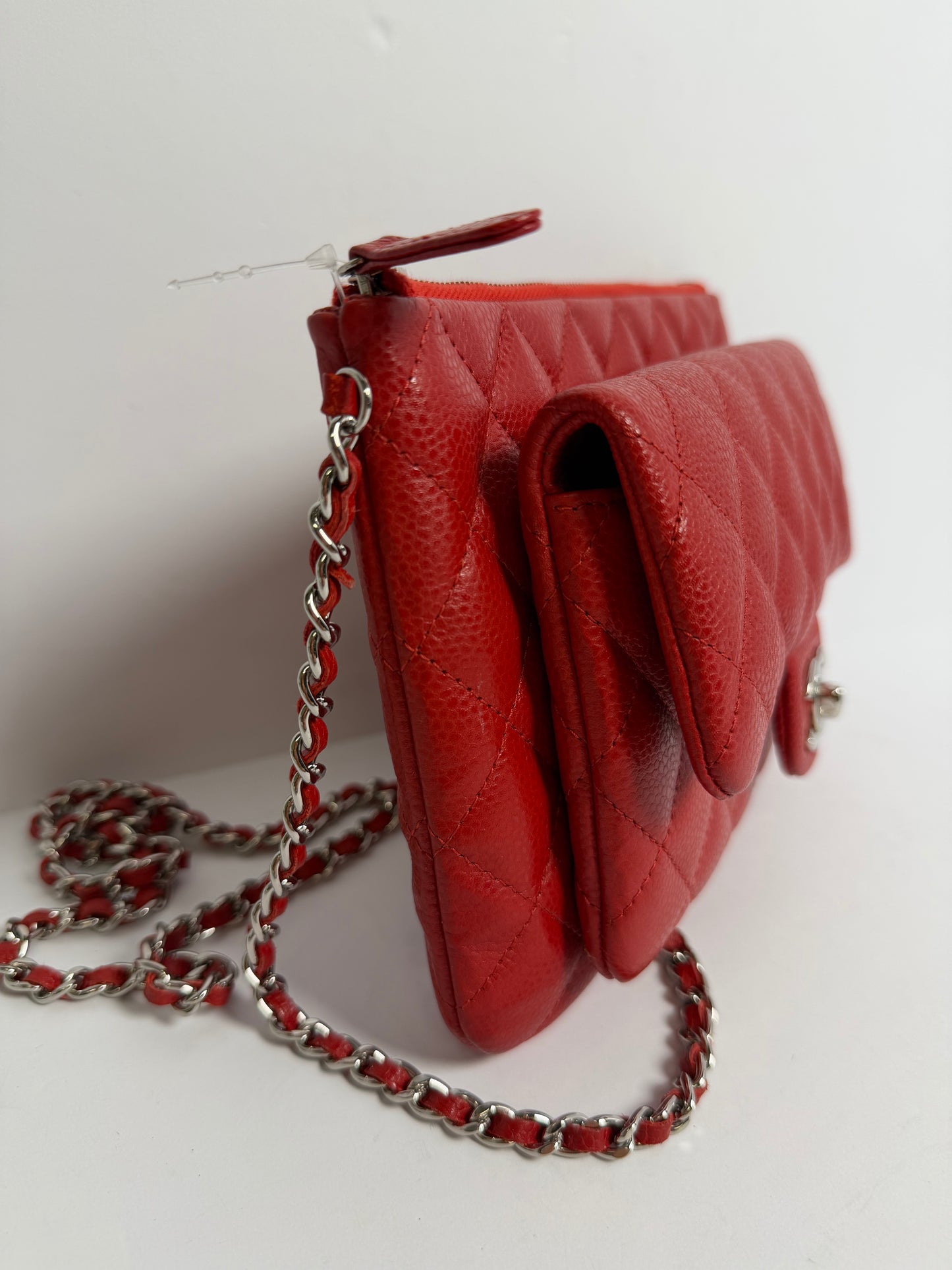 Chanel front flap crossbody red
