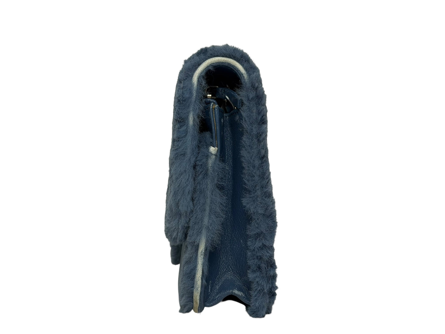 Chanel Blue Rabbit Fur Wallet On Chain T1011