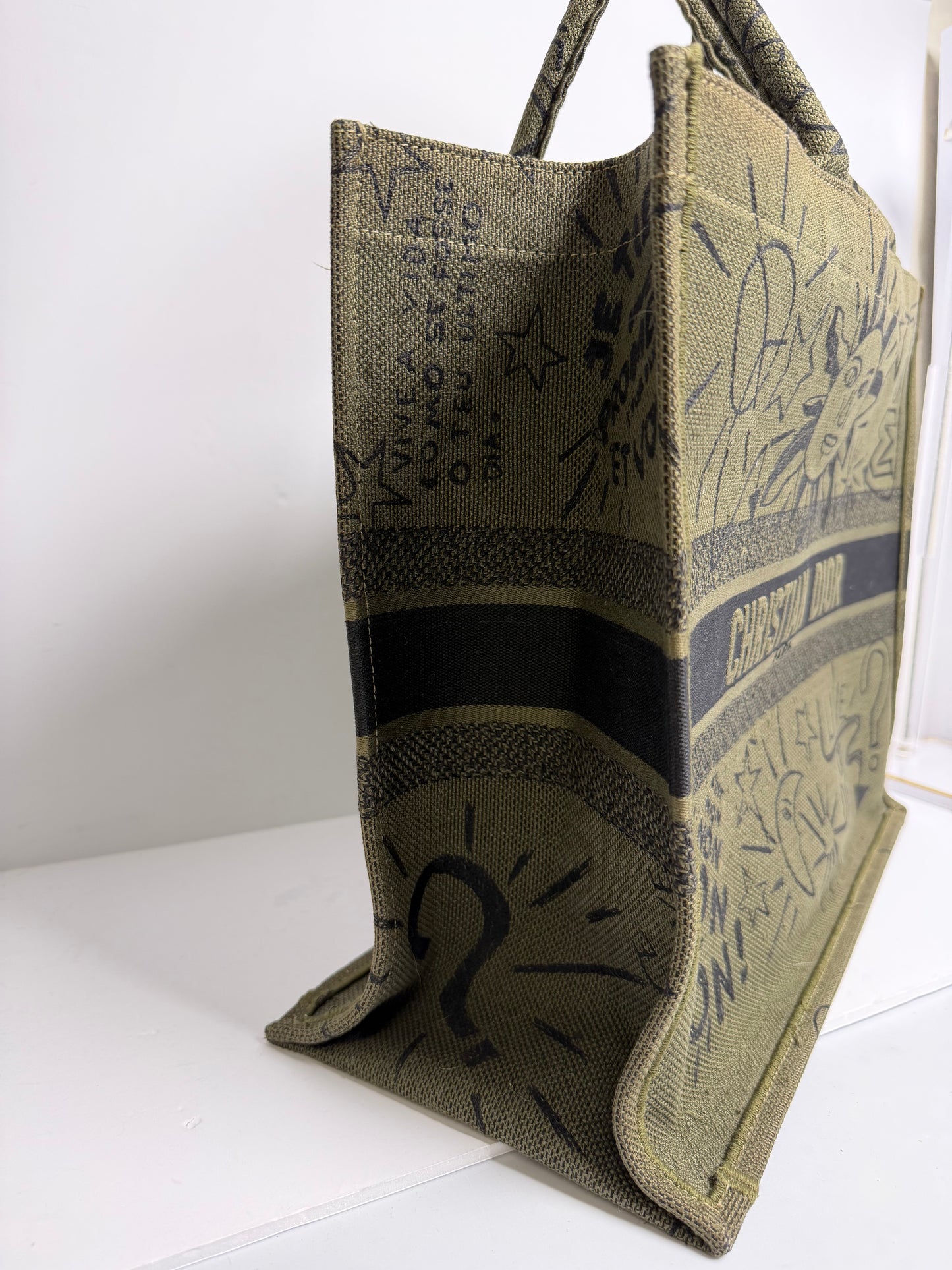 Dior green denim book tote