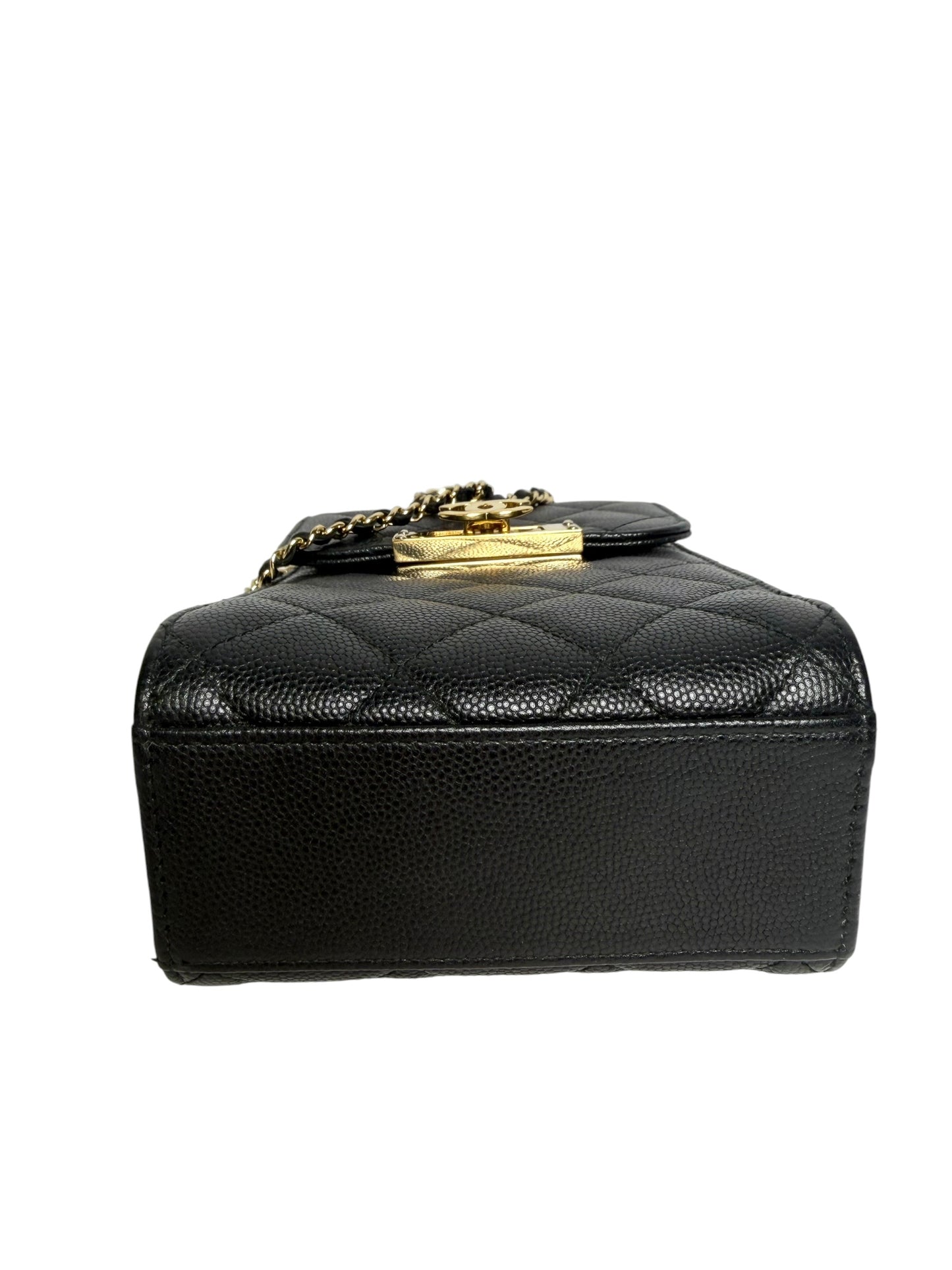 Chanel Black Caviar Phone Holder Crossbody GHW T8141