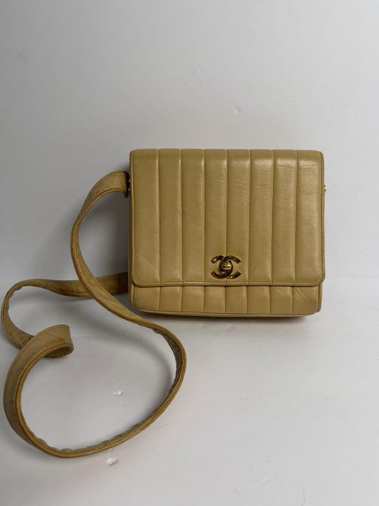 Chanel vertical flap beige