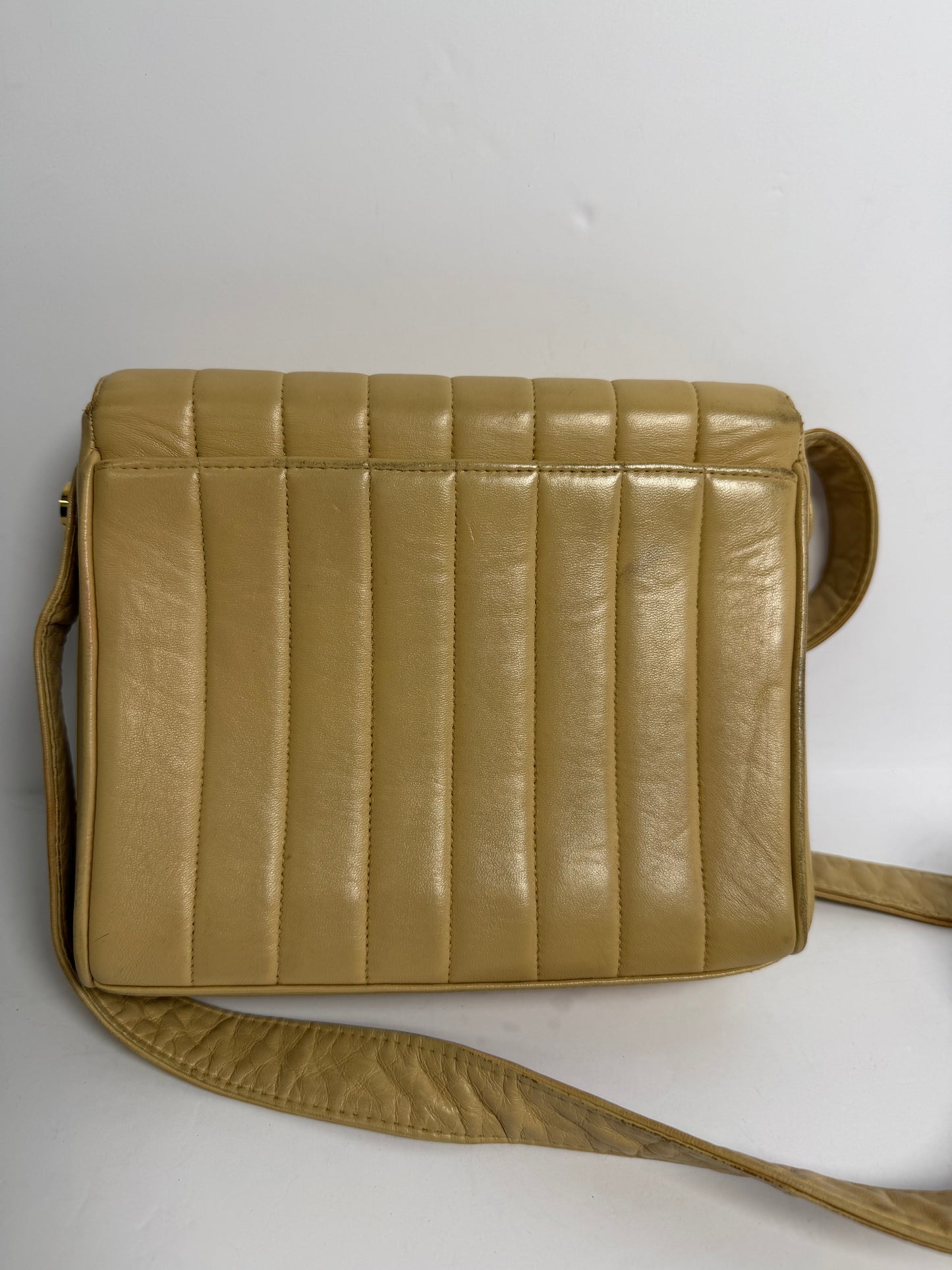 Chanel vertical flap beige