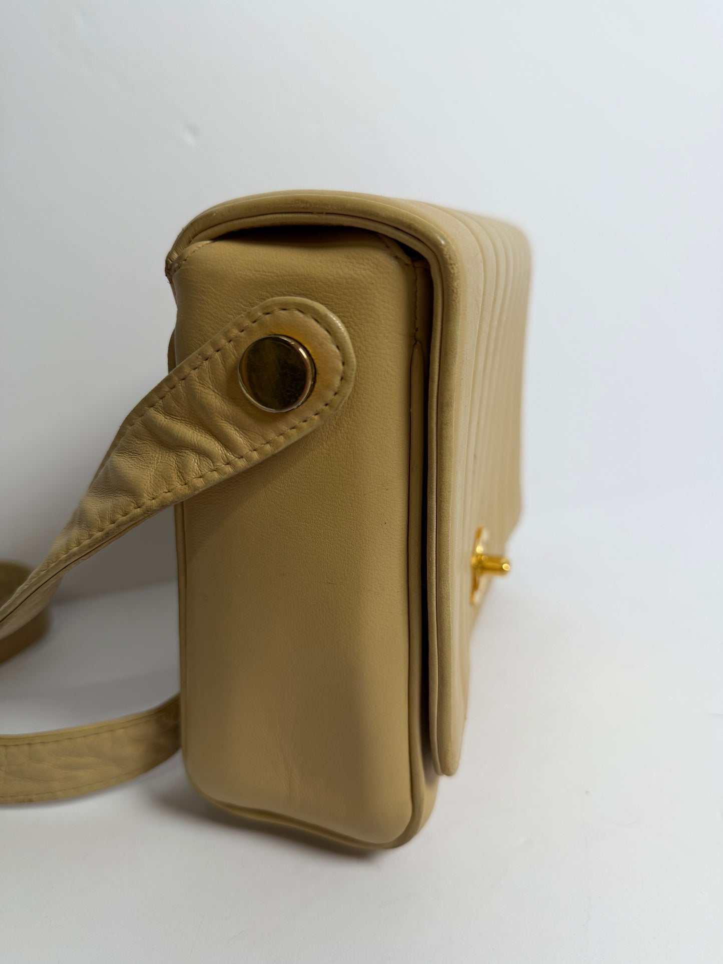 Chanel vertical flap beige