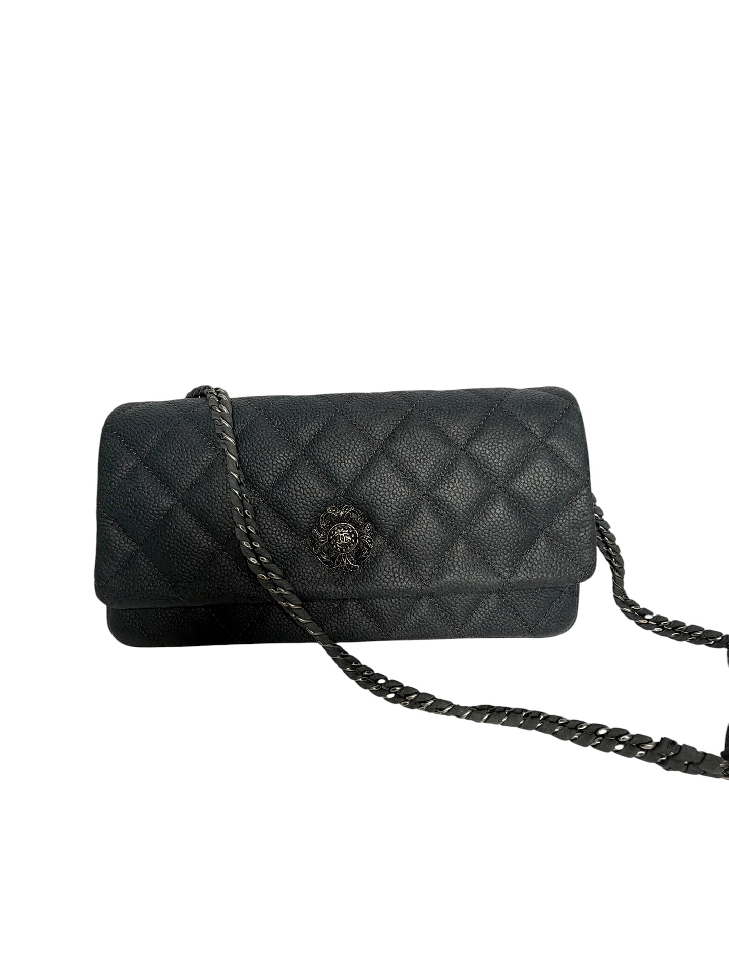 Chanel Matte grey Caviar Clutch Crossbody T8023