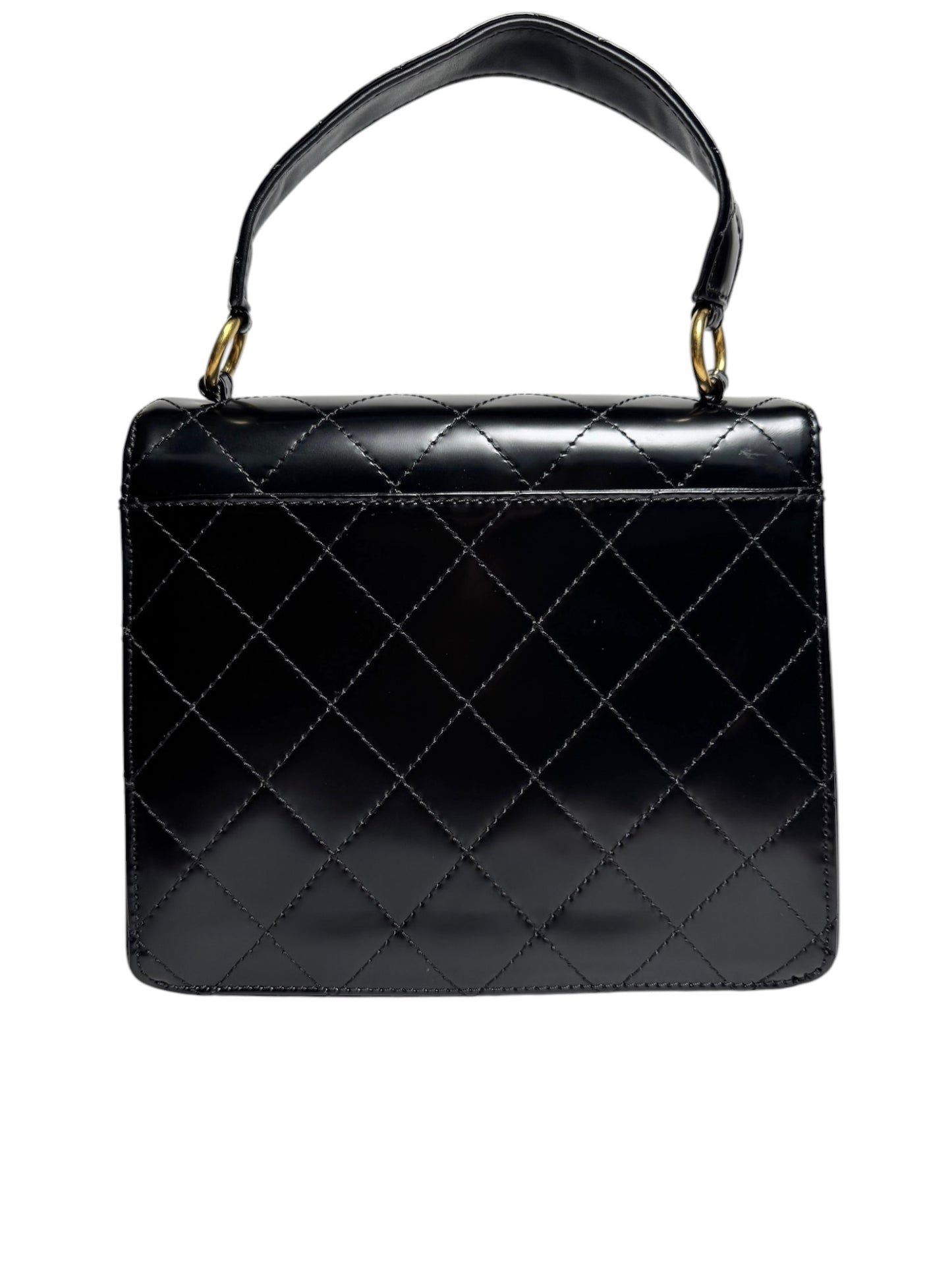 Chanel Black Smooth Calf Top Handle Flap T8438