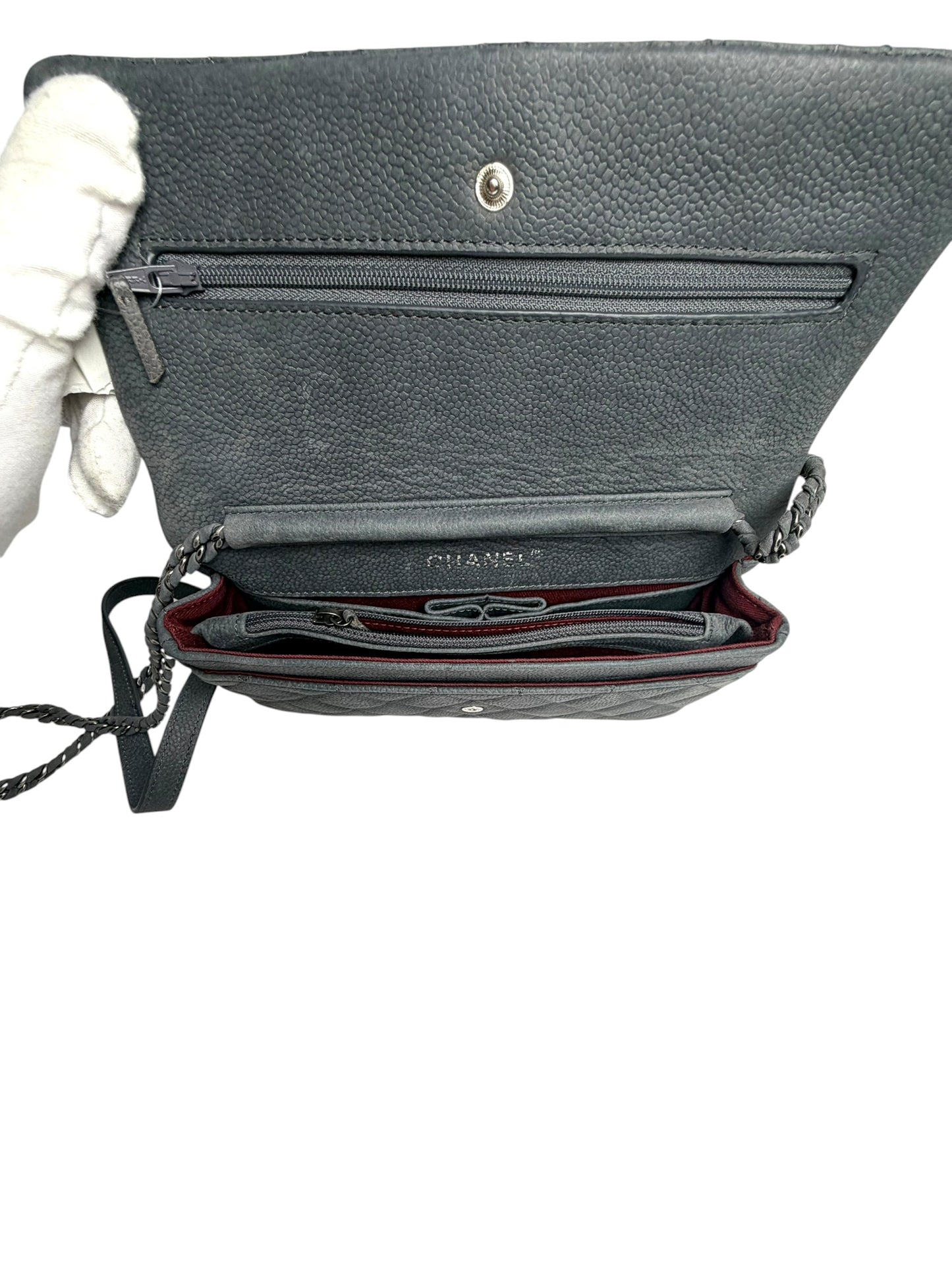 Chanel Matte grey Caviar Clutch Crossbody T8023