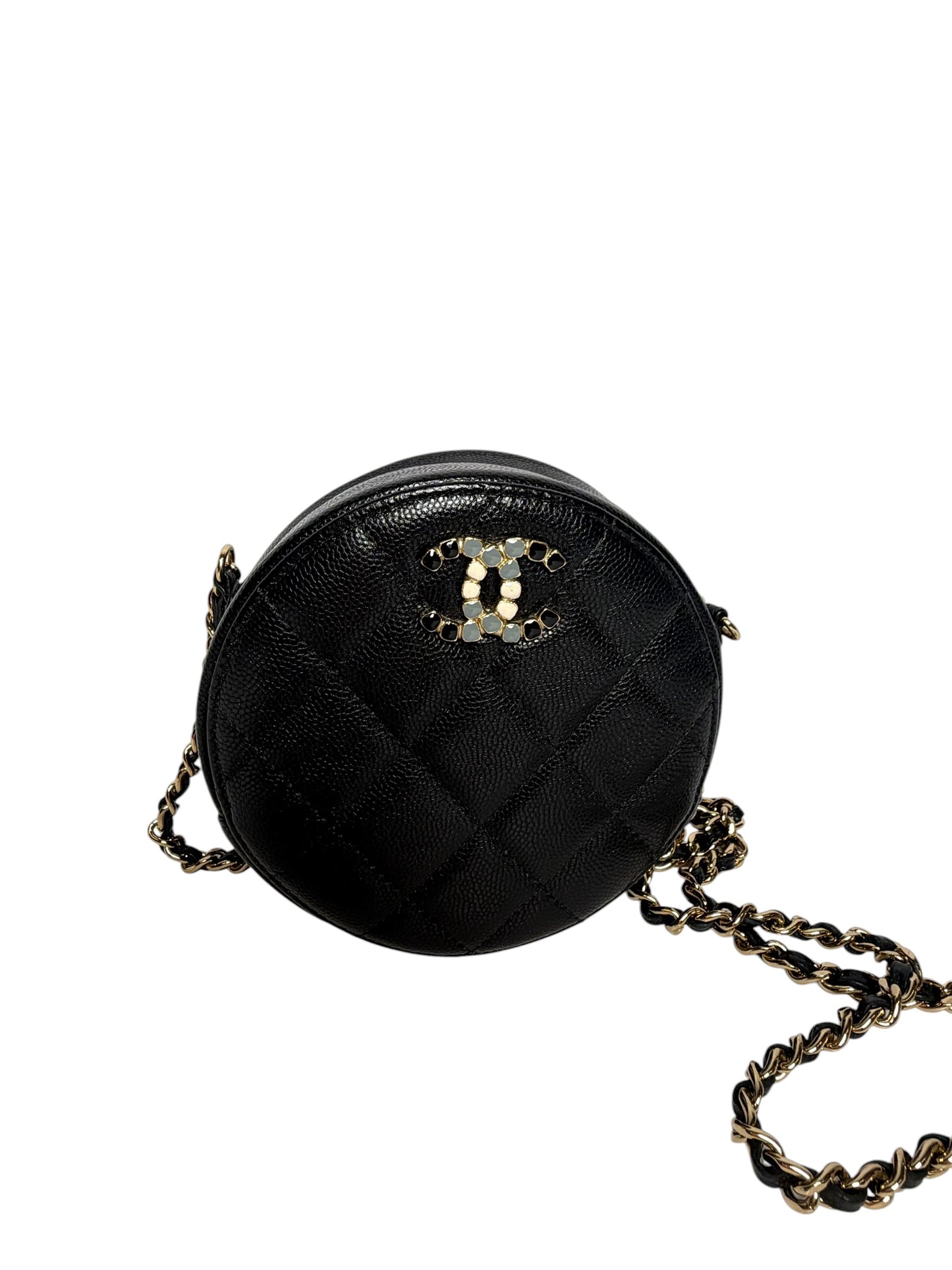 Chanel Black Caviar Circle Crossbody T7937