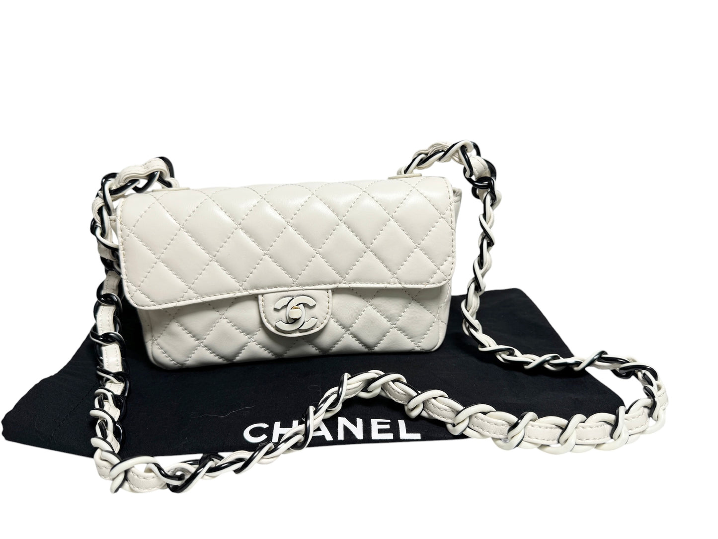 Chanel Small White Resin Chain Flap T8439