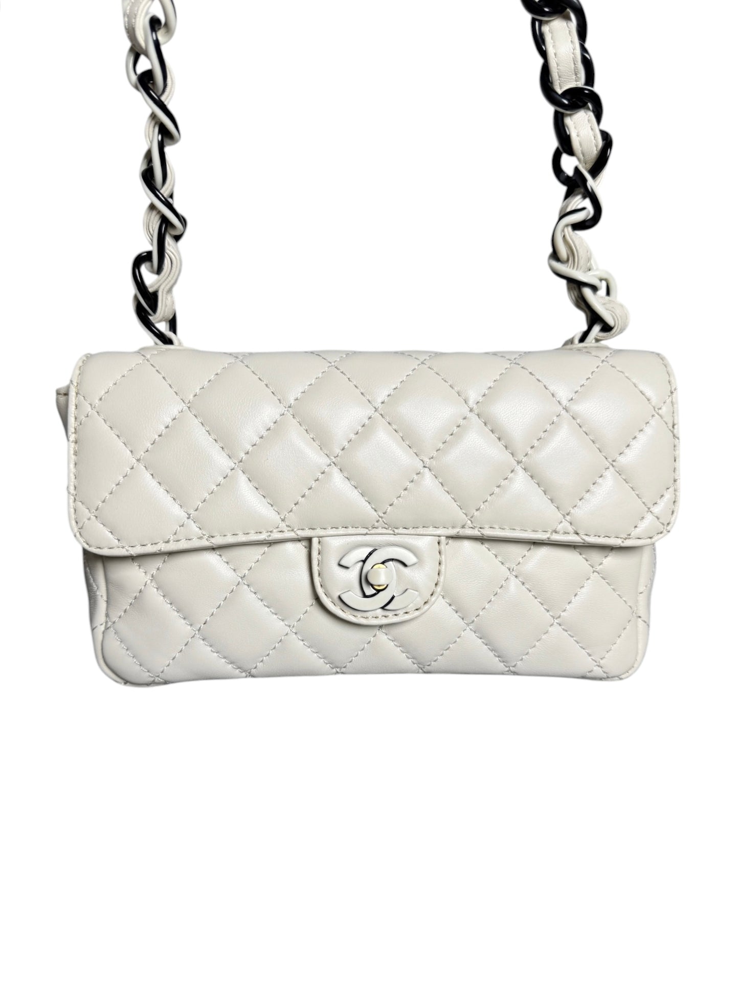Chanel Small White Resin Chain Flap T8439