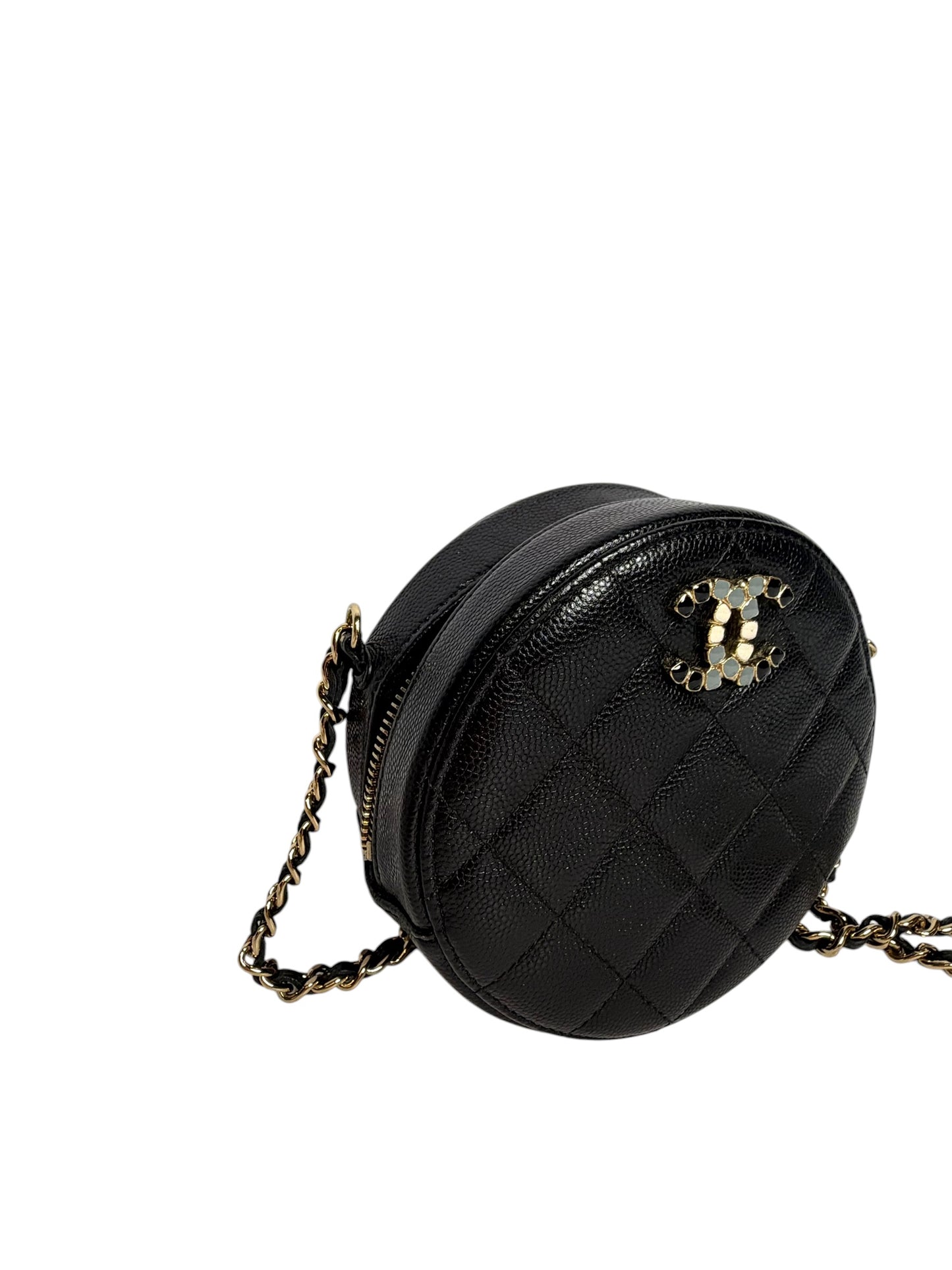 Chanel Black Caviar Circle Crossbody T7937