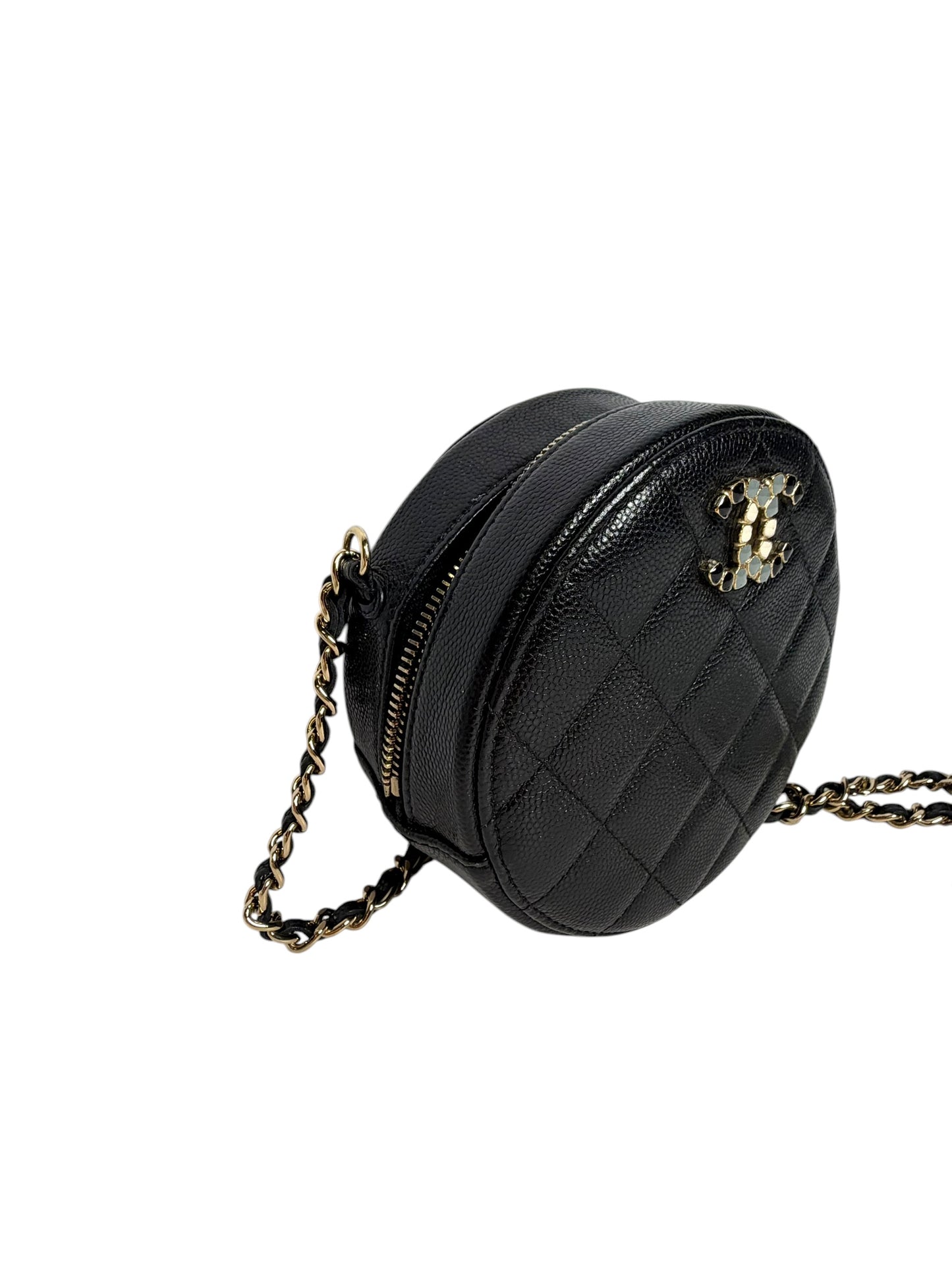 Chanel Black Caviar Circle Crossbody T7937