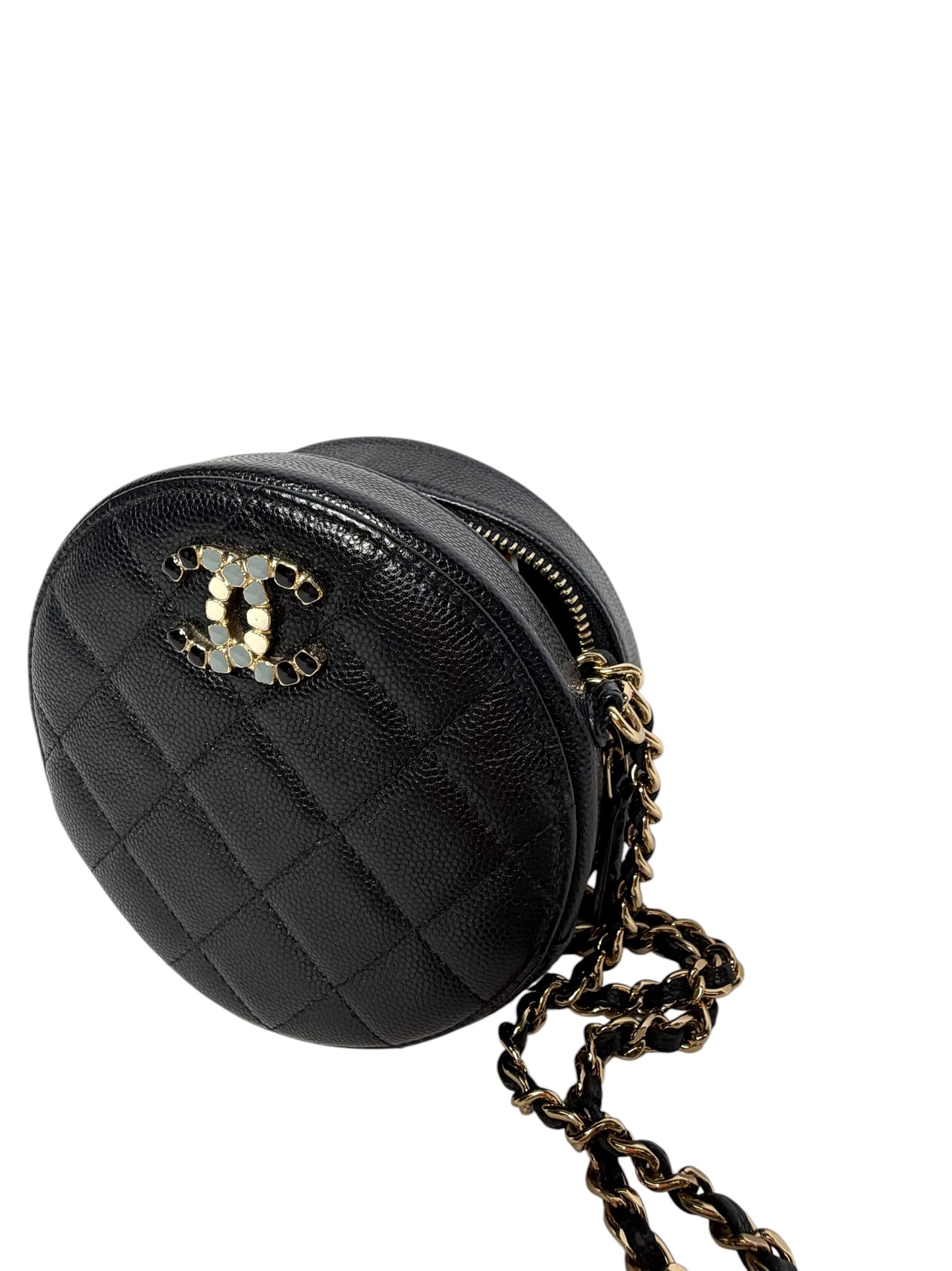 Chanel Black Caviar Circle Crossbody T7937
