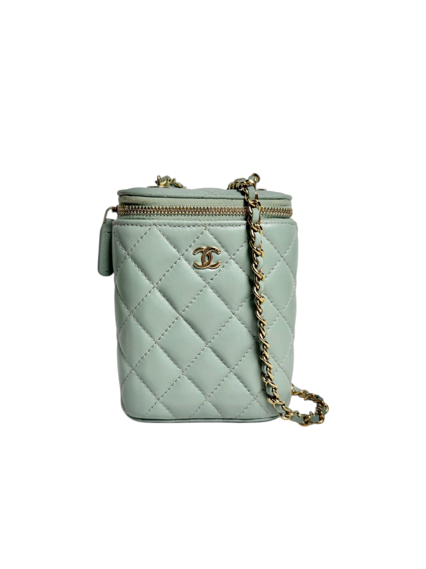 Chanel Blue Lambskin Vertical Vanity Crossbody Case T8440