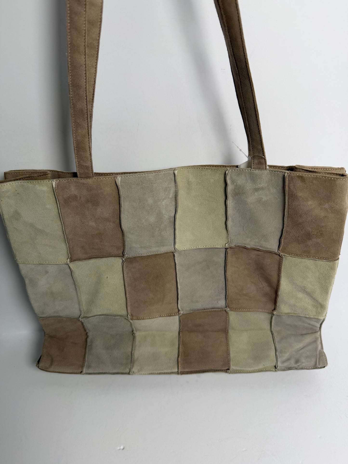 Chanel suede patchwork tote beige