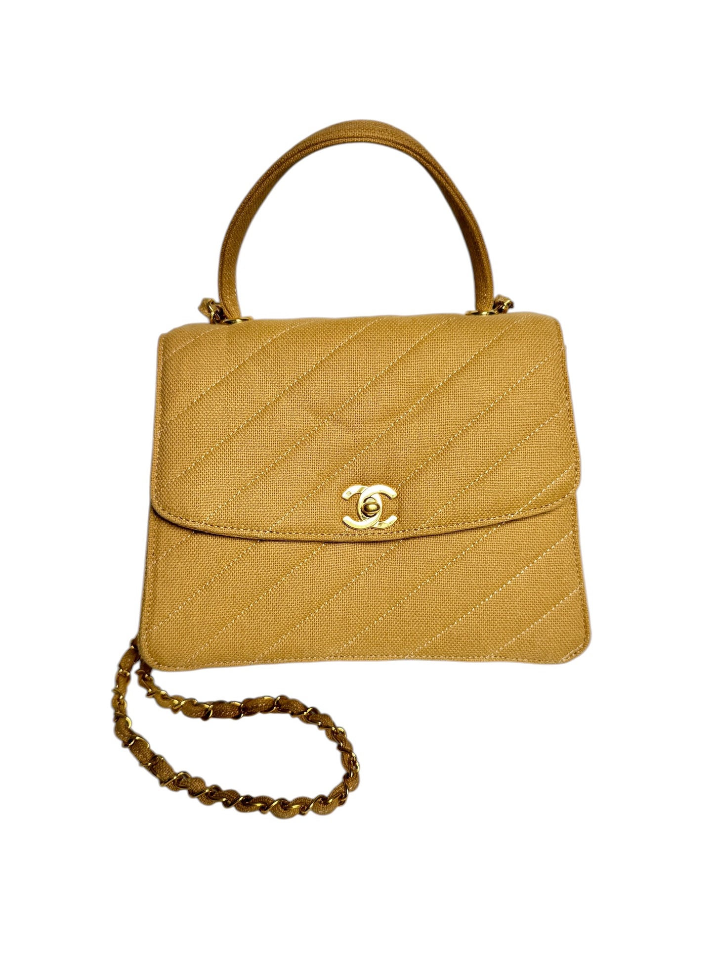 Chanel Khaki Canvas Top Handle Bag T8441