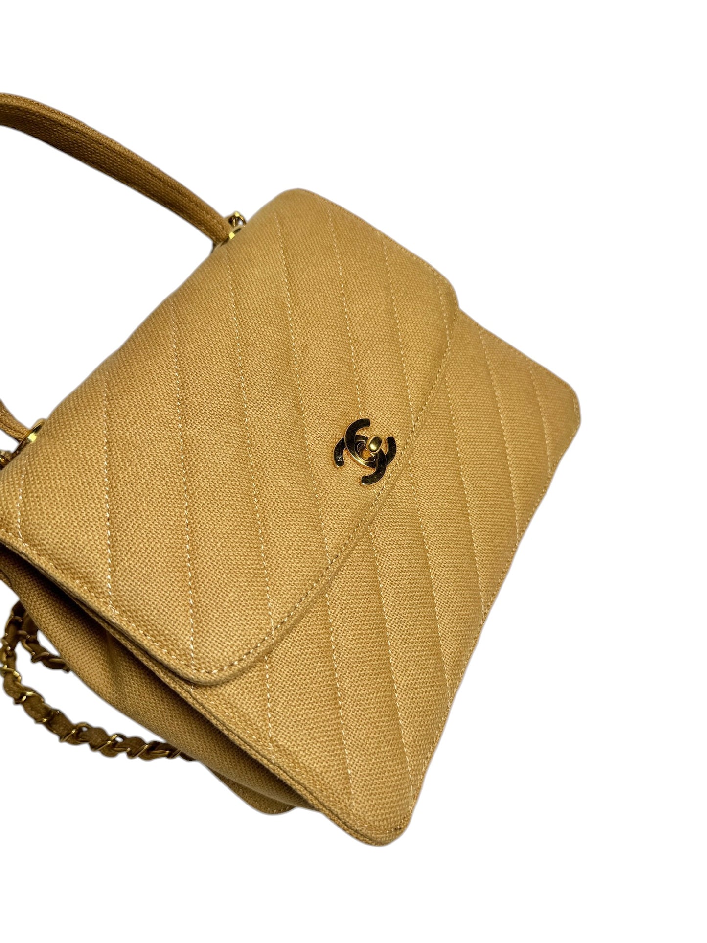 Chanel Khaki Canvas Top Handle Bag T8441