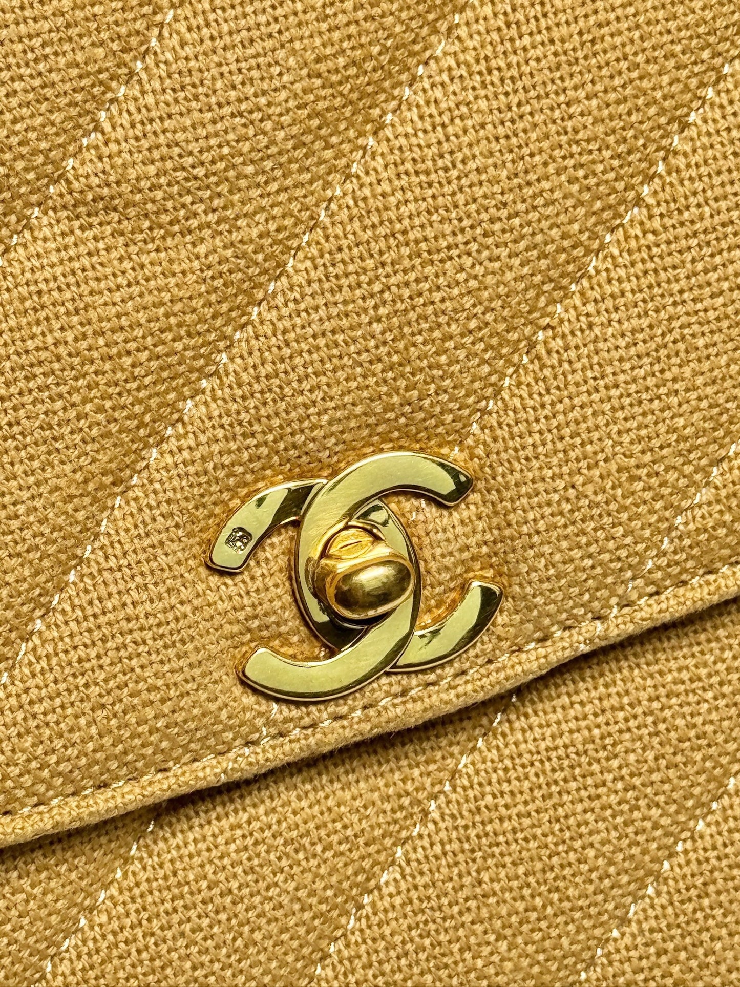 Chanel Khaki Canvas Top Handle Bag T8441