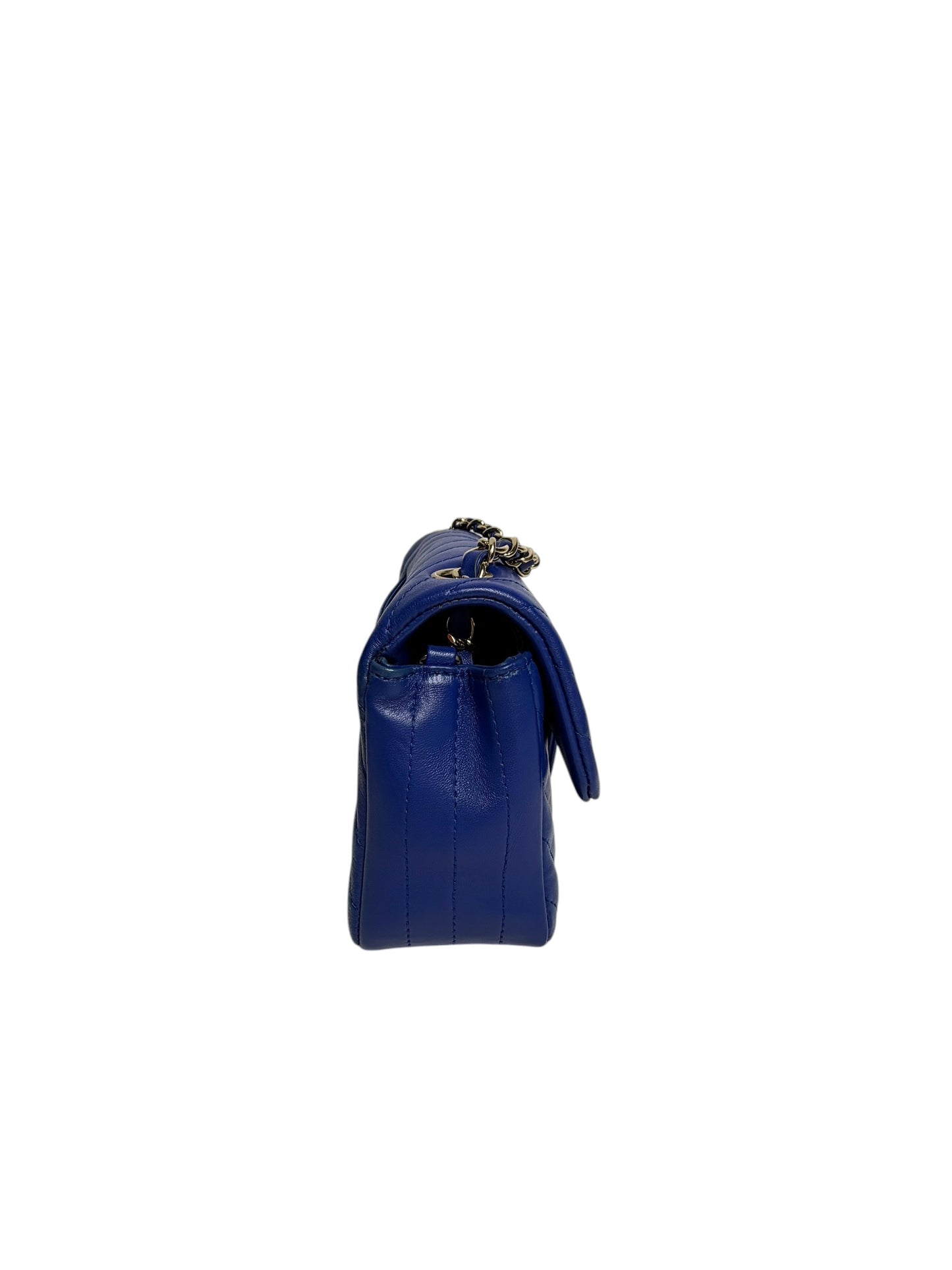 Chanel Electric Blue Chevron Mini Flap GHW T8251