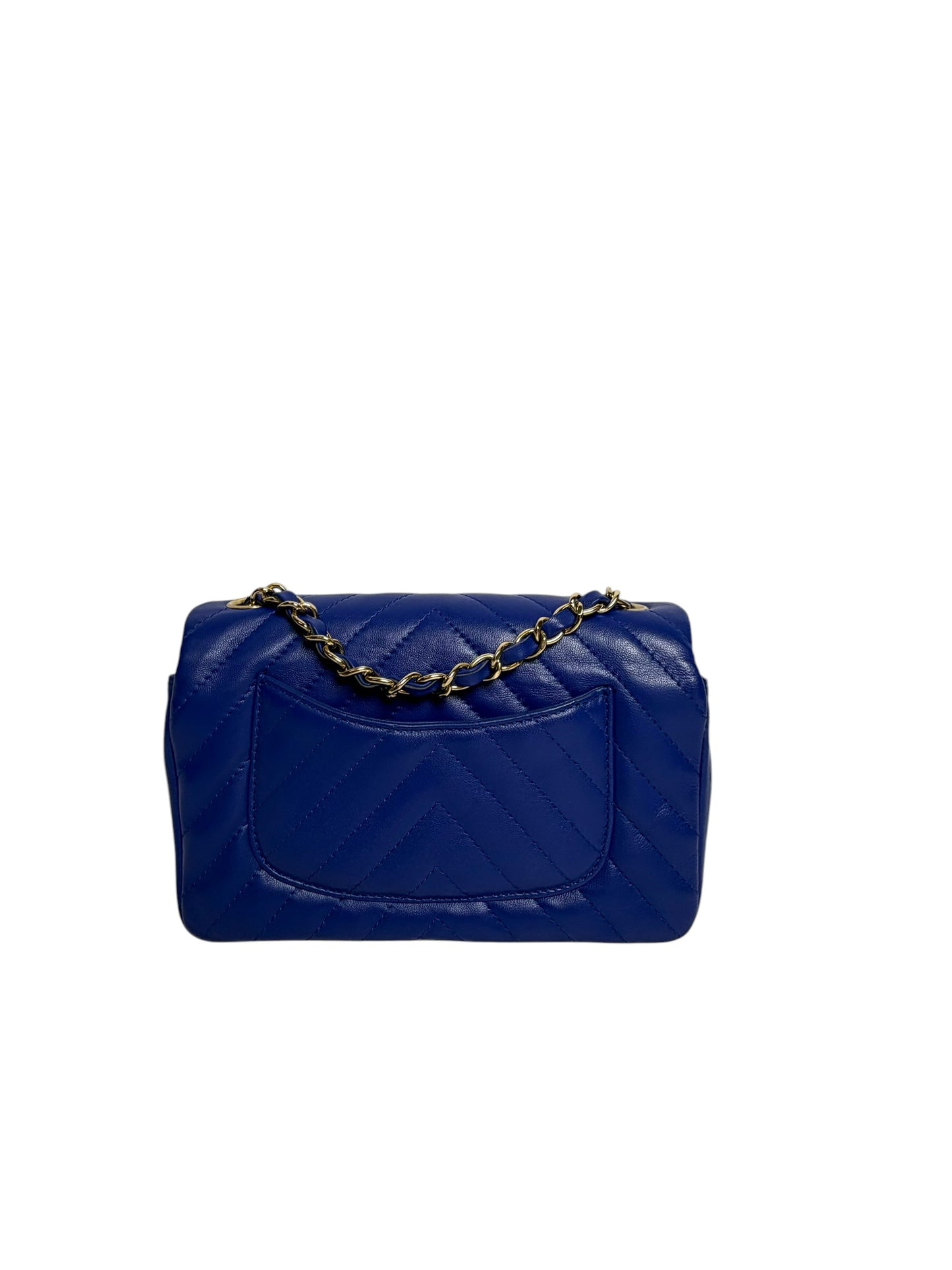 Chanel Electric Blue Chevron Mini Flap GHW T8251