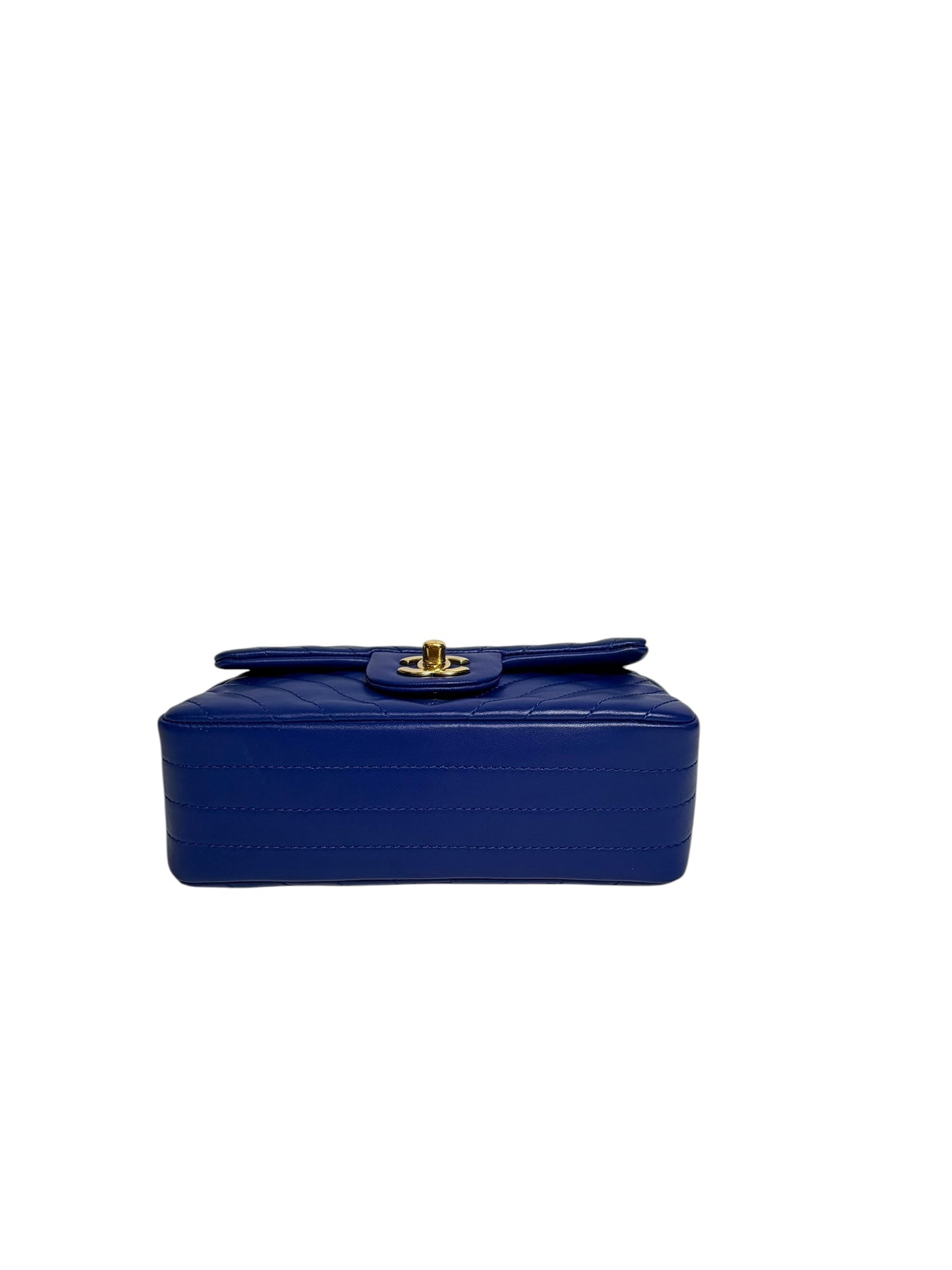 Chanel Electric Blue Chevron Mini Flap GHW T8251