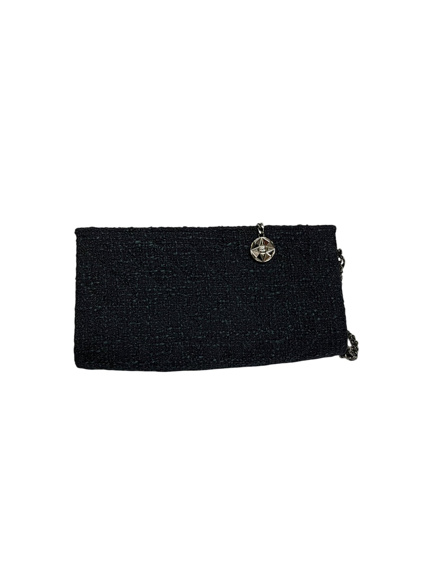Chanel Navy Tweed And Sequin Wristlet Clutch T2318