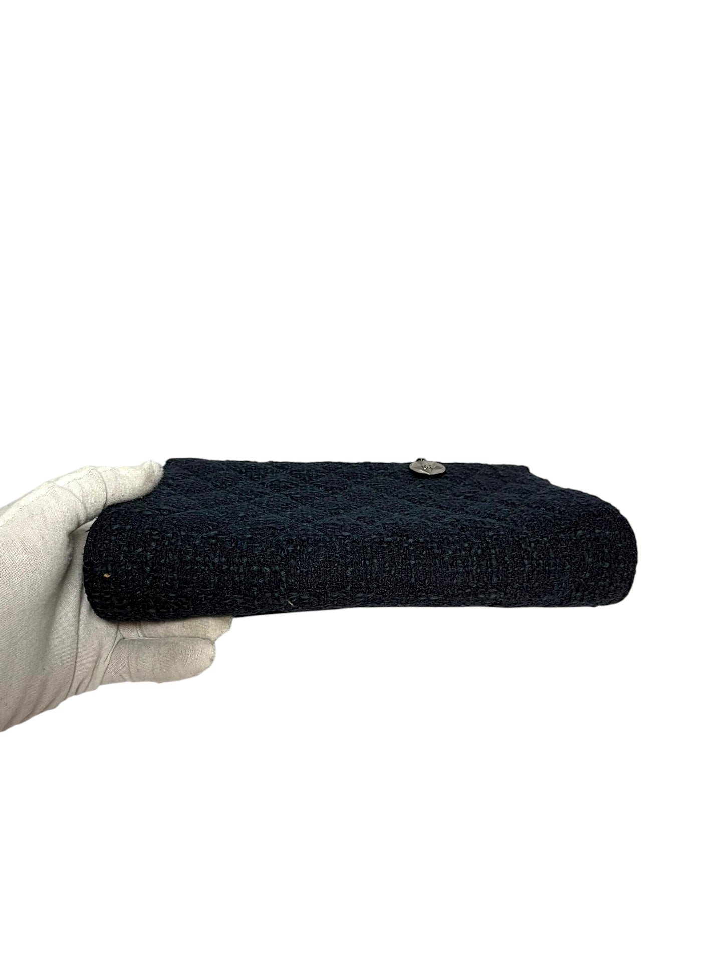 Chanel Navy Tweed And Sequin Wristlet Clutch T2318