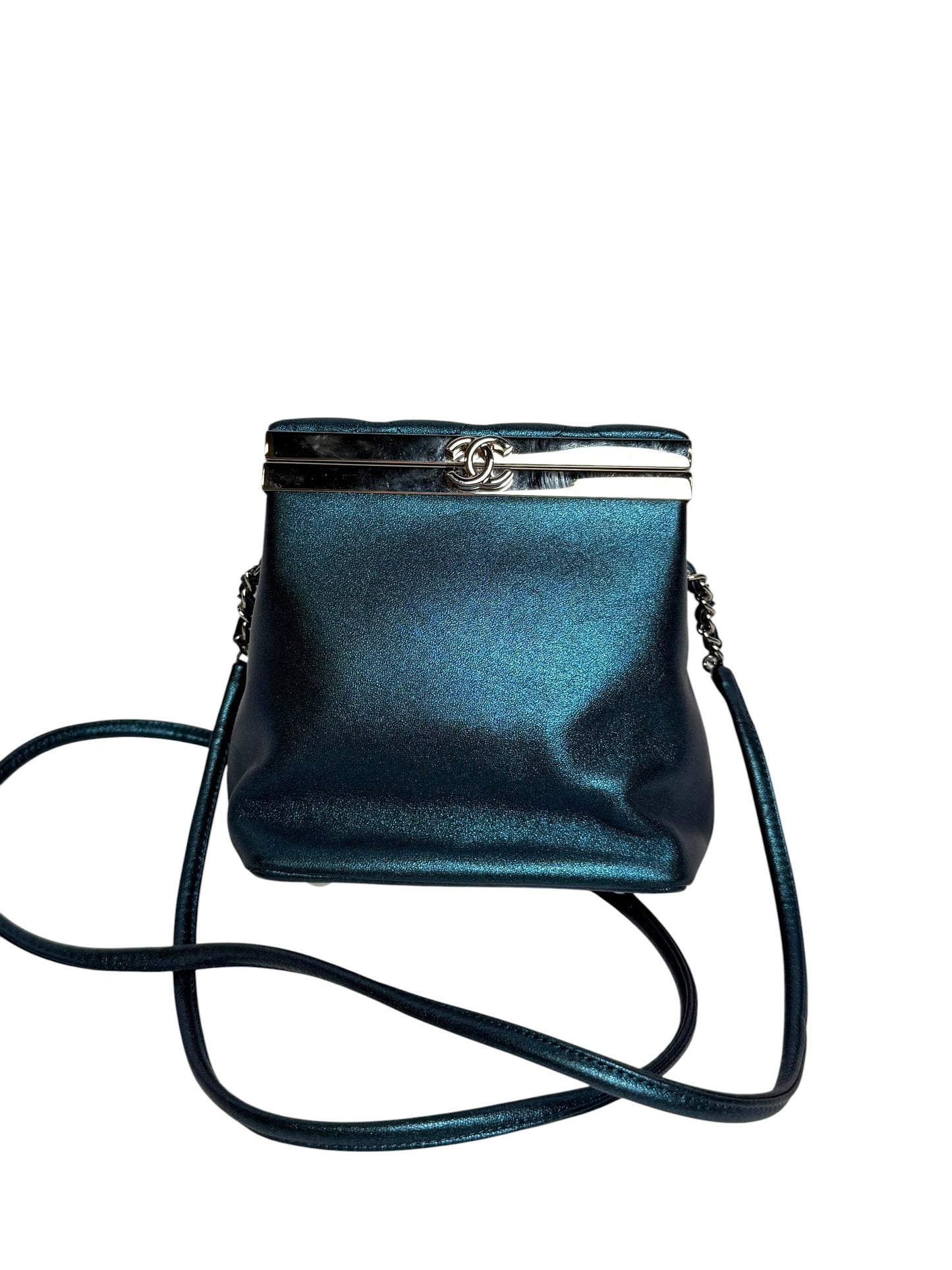 Chanel Blue Metallic Vanity Crossbody T5531