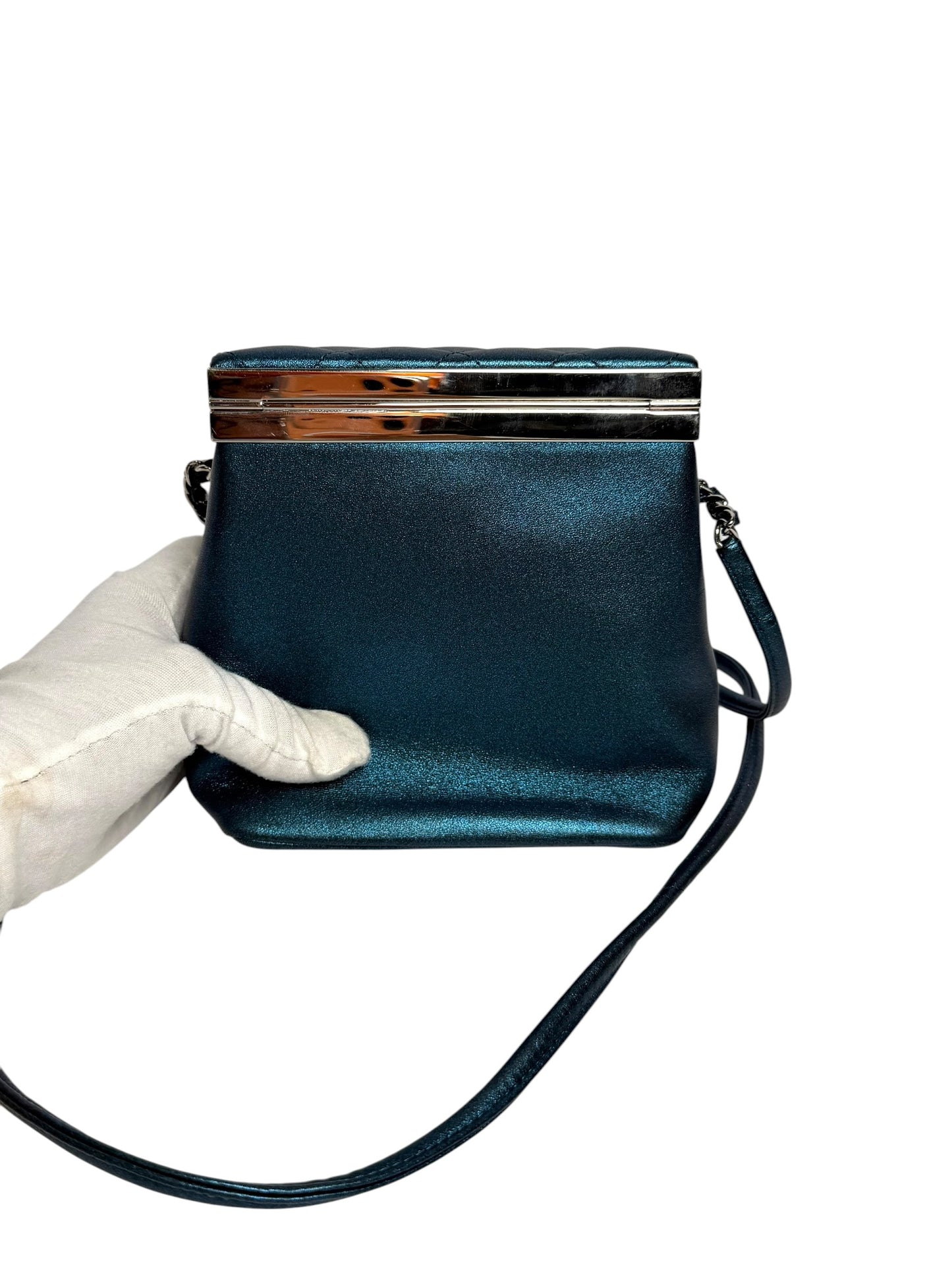 Chanel Blue Metallic Vanity Crossbody T5531