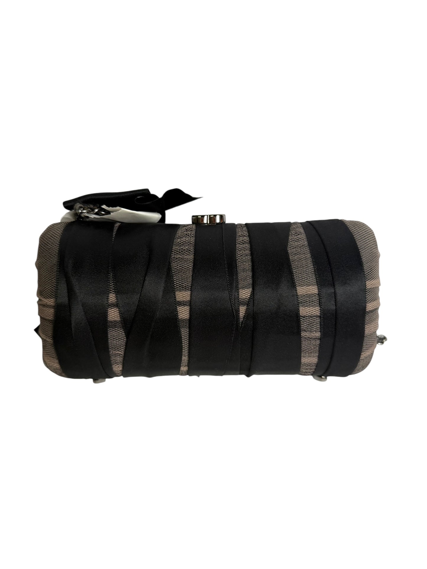 Chanel Black Satin Bow Mesh Shoulder Bag T3180