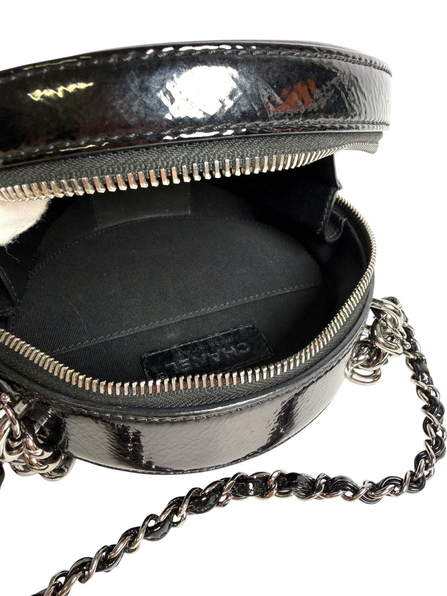 Chanel Black Patent Circle Crossbody T6266