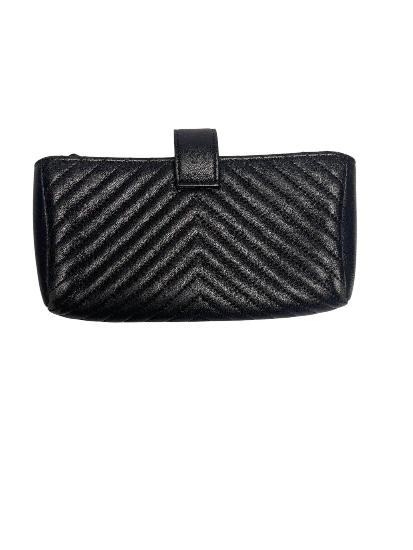Chanel Black Chevron V-Stitch Leather Mobile Pouch T8537