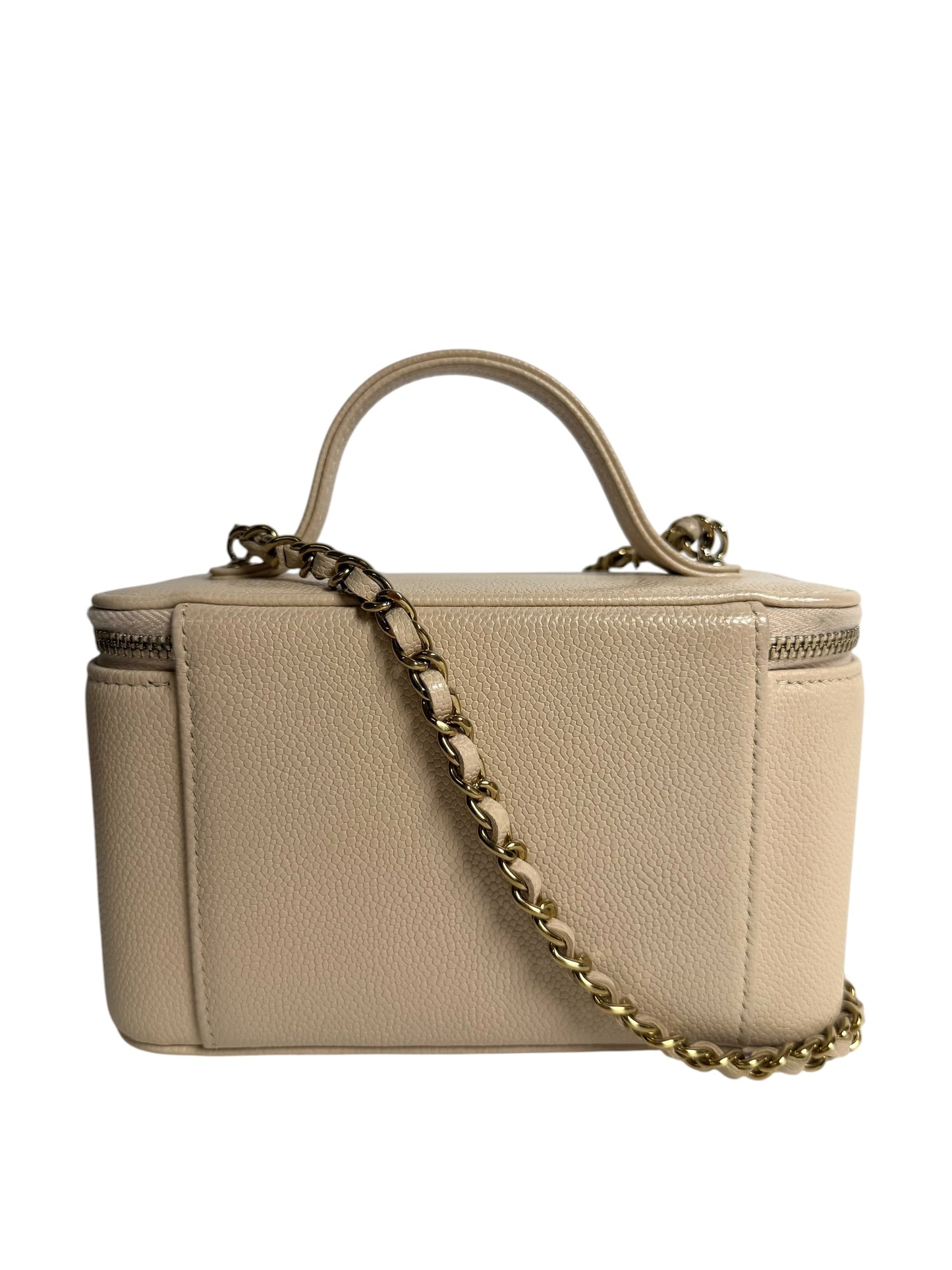 Chanel Beige Caviar Top Handle Vanity GHW T7839
