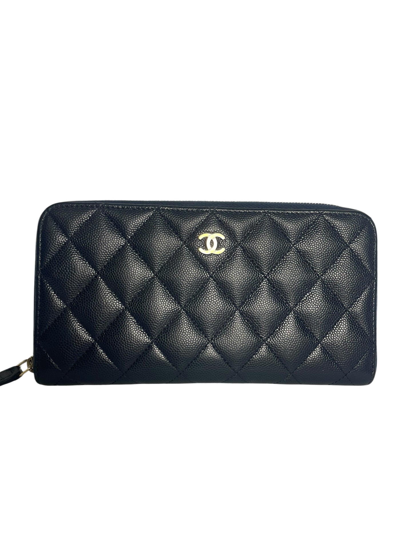 Chanel Navy Quilted Caviar Leather Classic Long Zipped Wallet T8542
