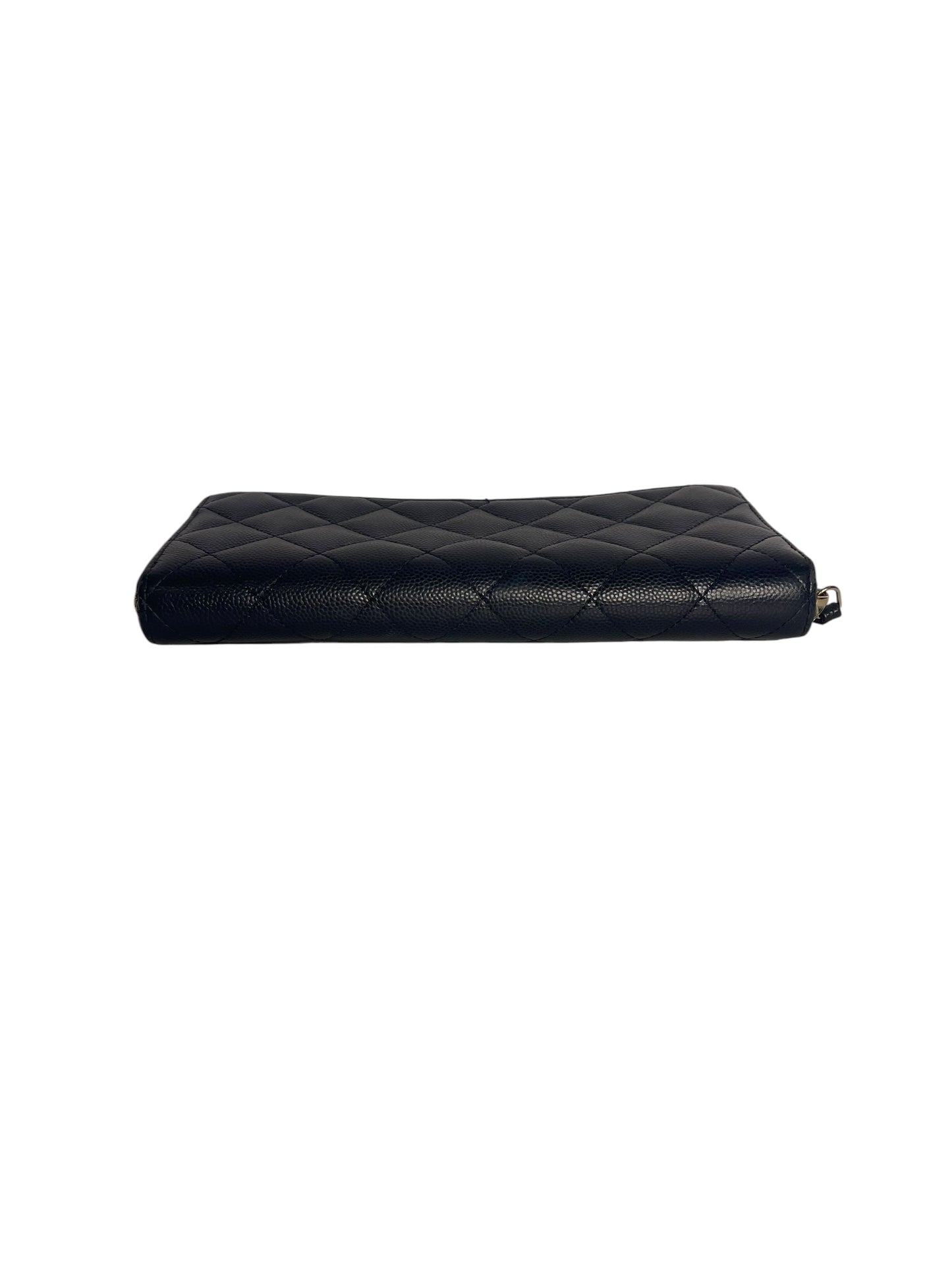 Chanel Navy Quilted Caviar Leather Classic Long Zipped Wallet T8542